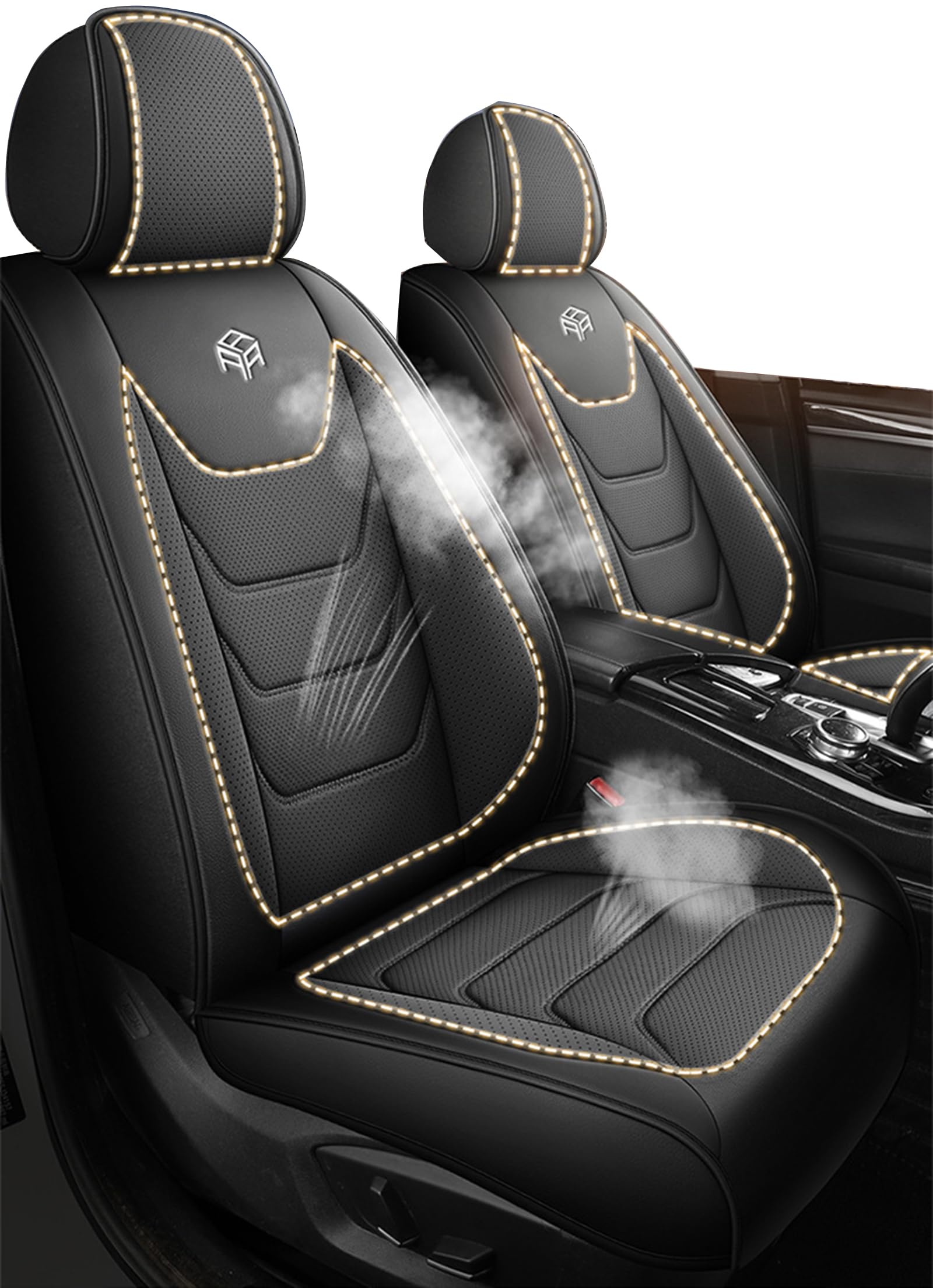 Fundas de asiento delantero de piel sintética para Mercedes-Benz Clase C, E W202-5, W210-3 (negro) universales impermeables