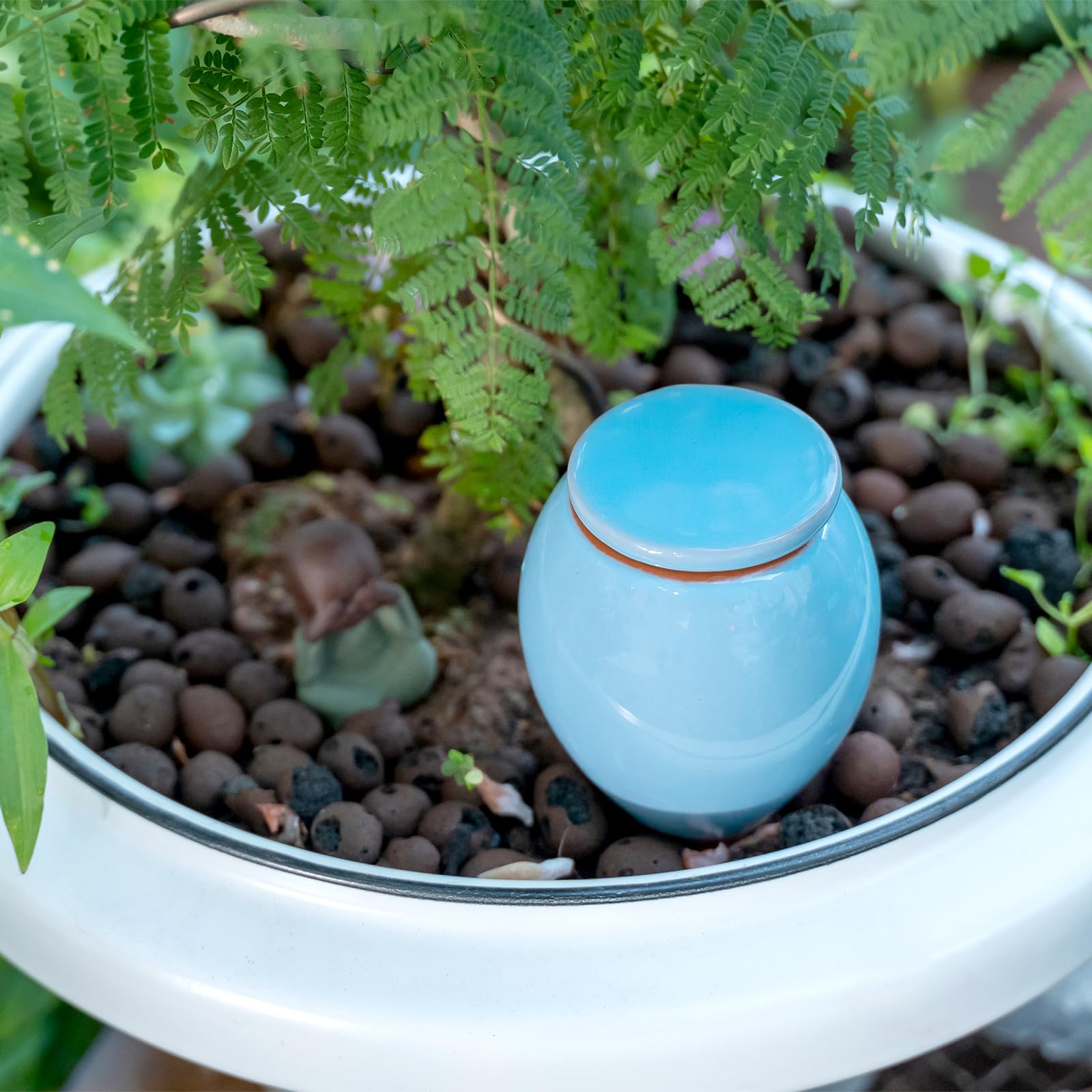 MOUGIGI Lot de 4 inserts de pot à arrosage automatique – 2 globes d'arrosage bleus et 2 verts en céramique pour plantes d'intérieur, bulbes en terre cuite et petits pots de fleurs – Capacité de 300 ml