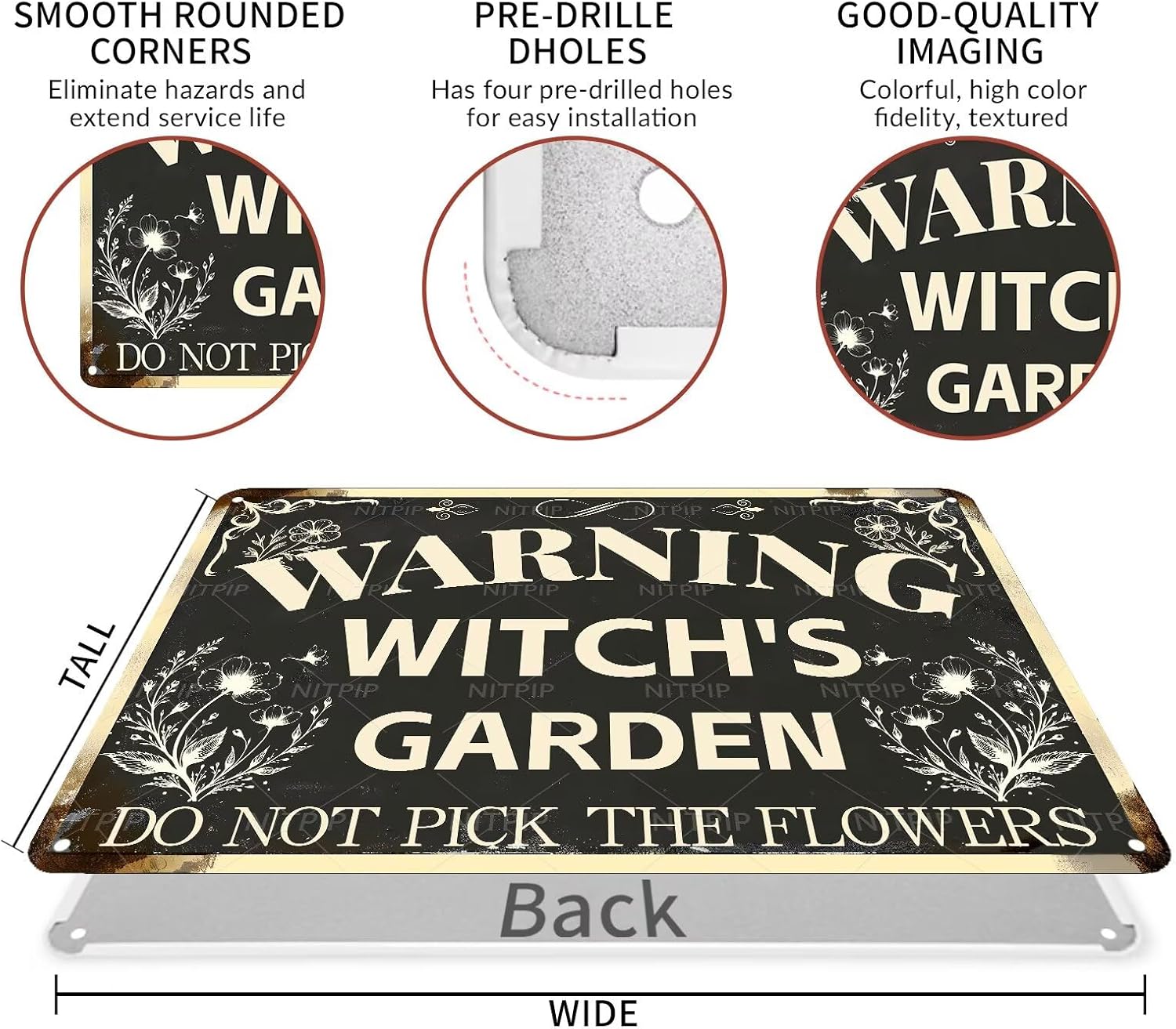 Warning Witch's Garden Do Not Pick The Flowers Metal Tin Sign Halleween Decor Sign Halloween Signs Home Garden Kitchen Art 12x18 Inch