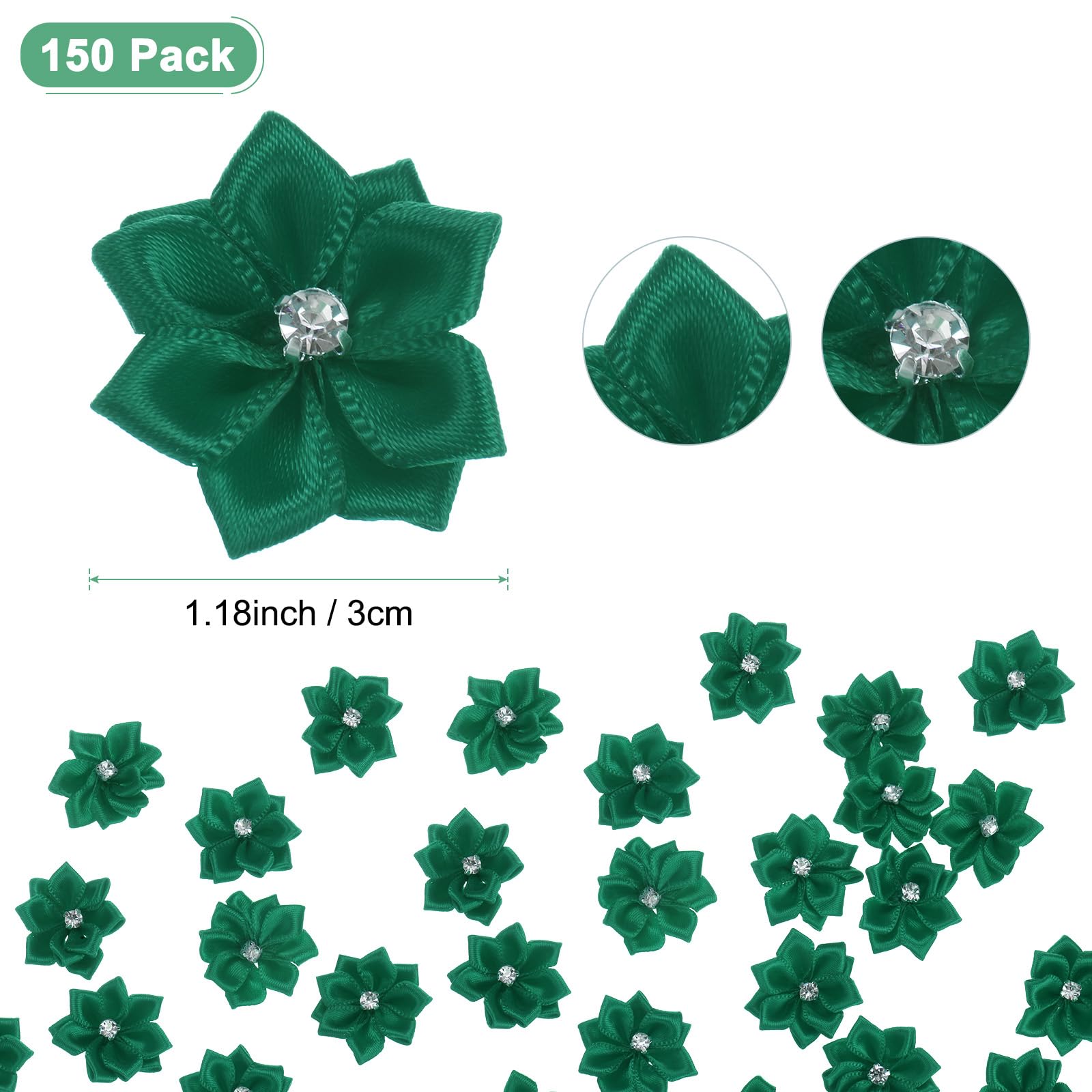 M METERXITY 150-pack Satin Ribbon Flowers - Image 3