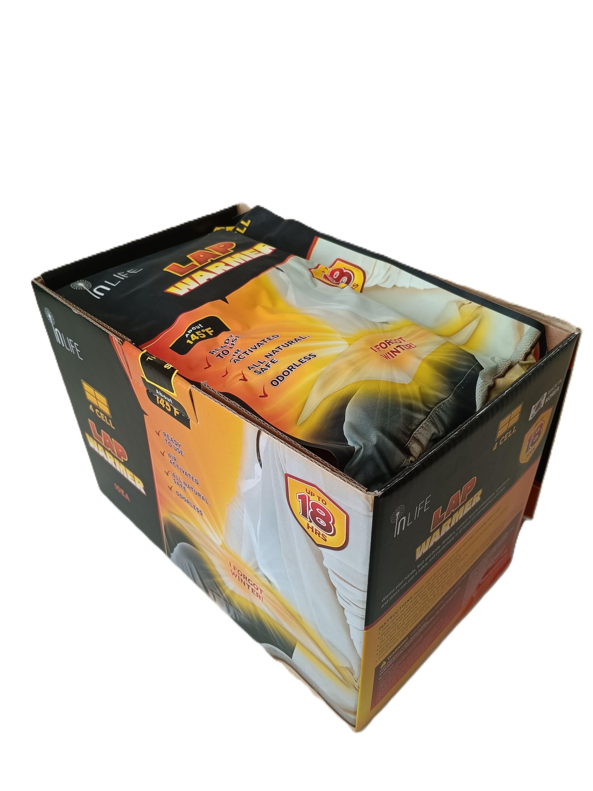 InLife Super Warmer for Lap and Body, Wider Area Covered, Indoor, Outdoor Activities, Air-Activated, Single Use, Ready to Use, Consistently Long Last for 18 Hours, Odorless, 10 Packs