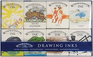 Winsor & Newton, Drawing Inks, Wiliam Collection Ink Pack Bottles ,Purple/Yellow, 14 ml (Pack of 8)