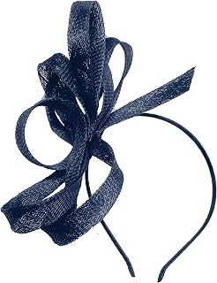 Caprilite Veganer Sinamay Fascinator Stirnband Hochzeit Hoop Damen Tag Ascot Rennen, marineblau, 1 count (Pack of 1)