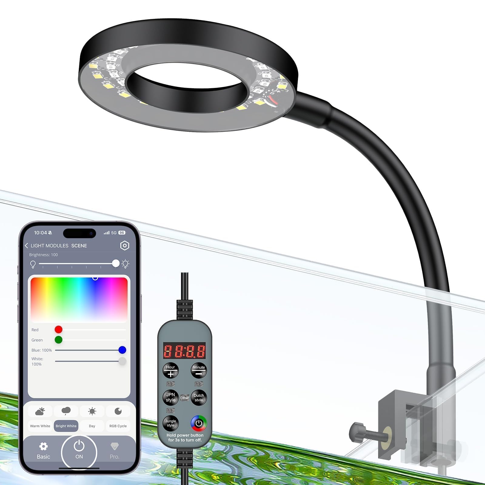 Pawfly Aquarium Light, 6 W Bluetooth Fish Tank Light, Full Spectrum Clip On Aquarium Ligh…