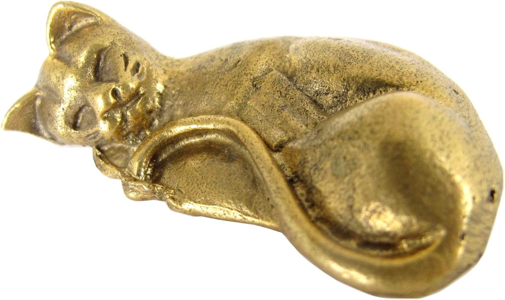 Land of Simple Treasures Thailand Amulet Lucky Cat - Thai Amulets Lucky Business Prosperity Wealth Magic Powerful Luck Money Pocket Charm - Miniature Brass Figurine - 1.5"