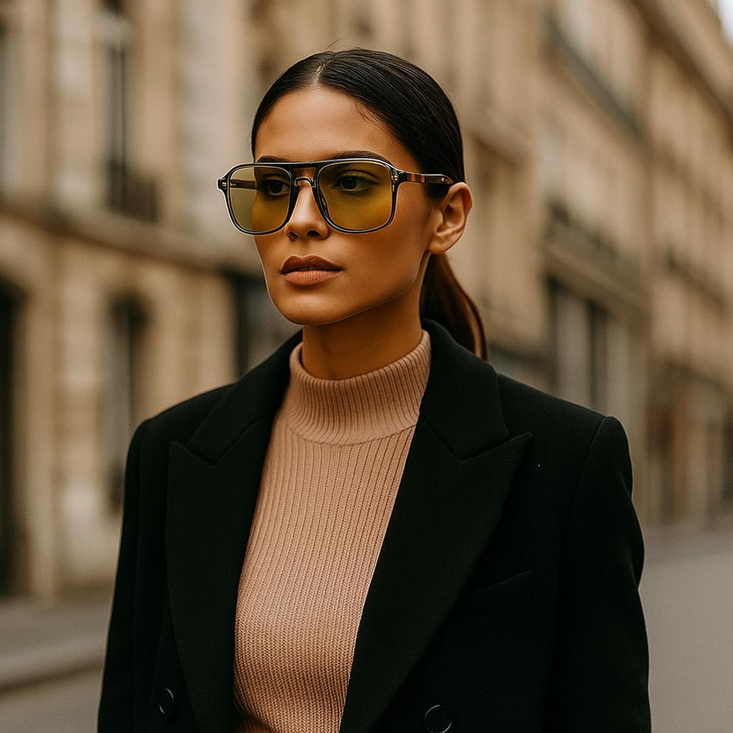 Retro Double Bridges Square Men Rivets Sunglasses Fashion Women Yellow Blue Shades UV400 Sun Glasses - Image 3