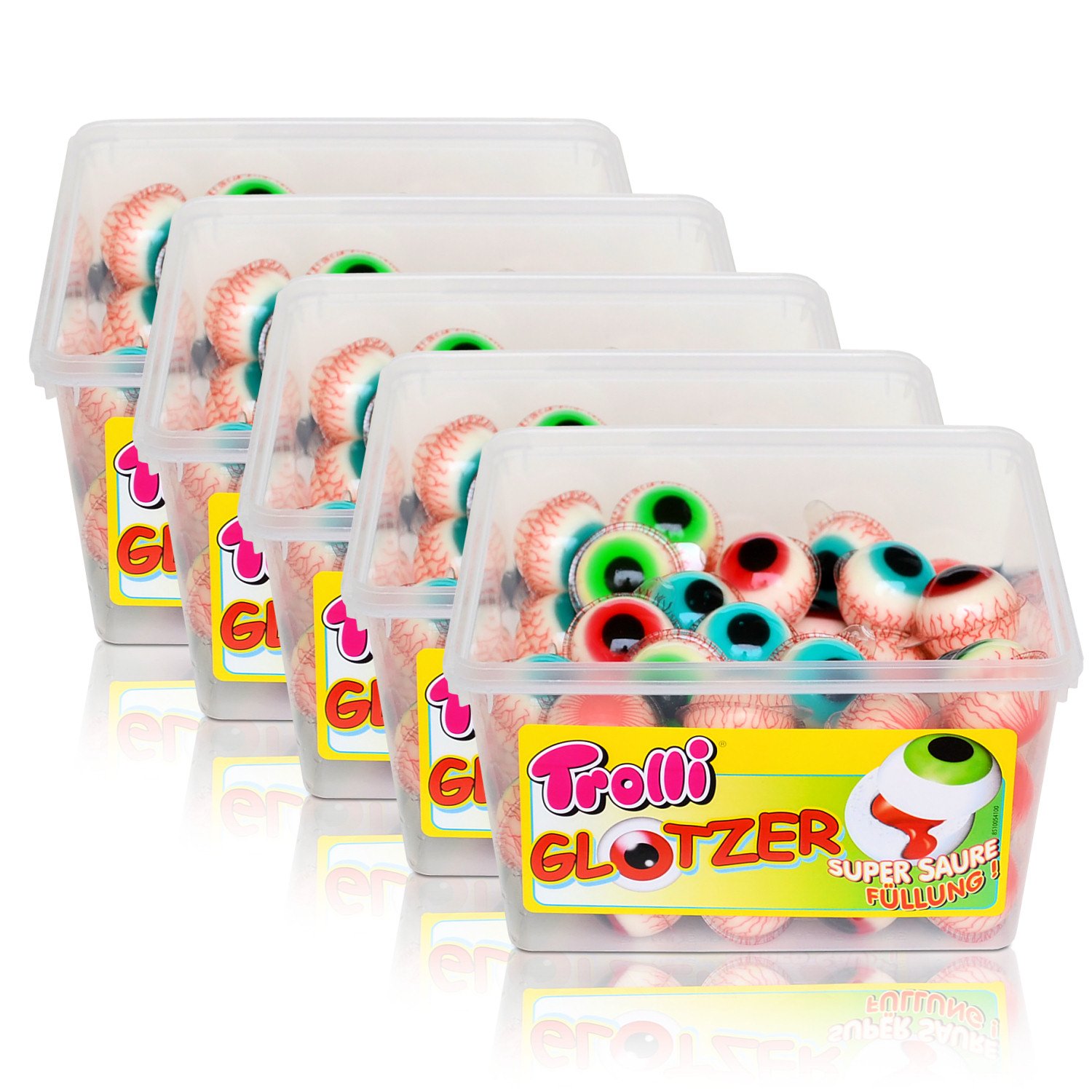 5x Trolli Glotzer Schaumzucker Gummibonbons mit saurer fruchtiger Füllung 60 stk.