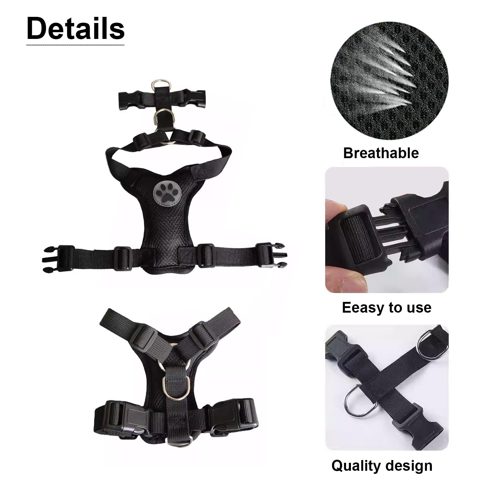 Dog Car Harness and Seat Belt Set, 2-in-1 Safety Travel Vest with Elastic Bungee Buffer Seatbelt - Image 2