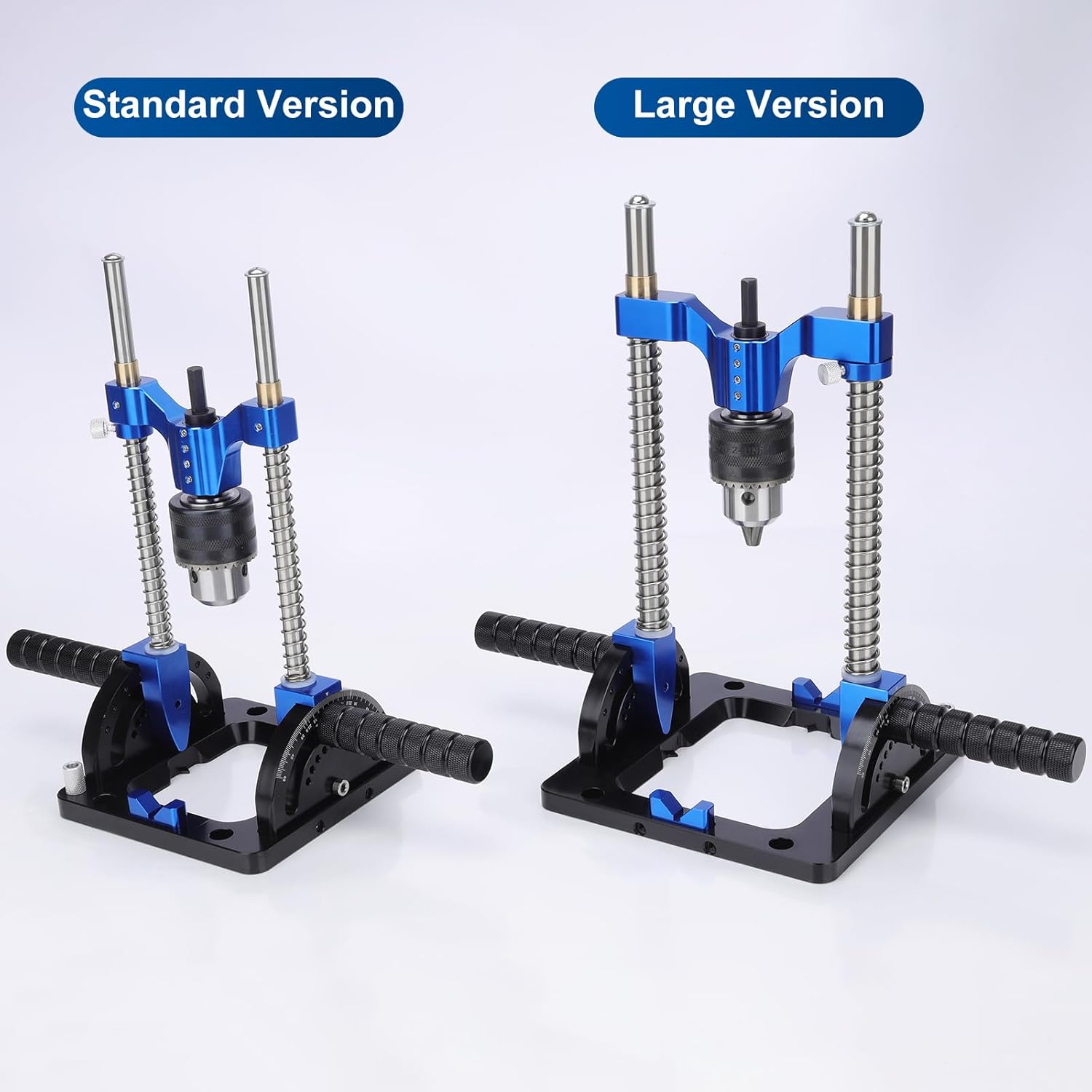 Portable Drill Guide, Adjustable 0°to 60°Multi Angle Drill Guide for Straight Holes, Drill Press Adapter for Hand Drill, with 1/2" Chuck, Key, Guide Rod Precision Drilling Jig (blue)