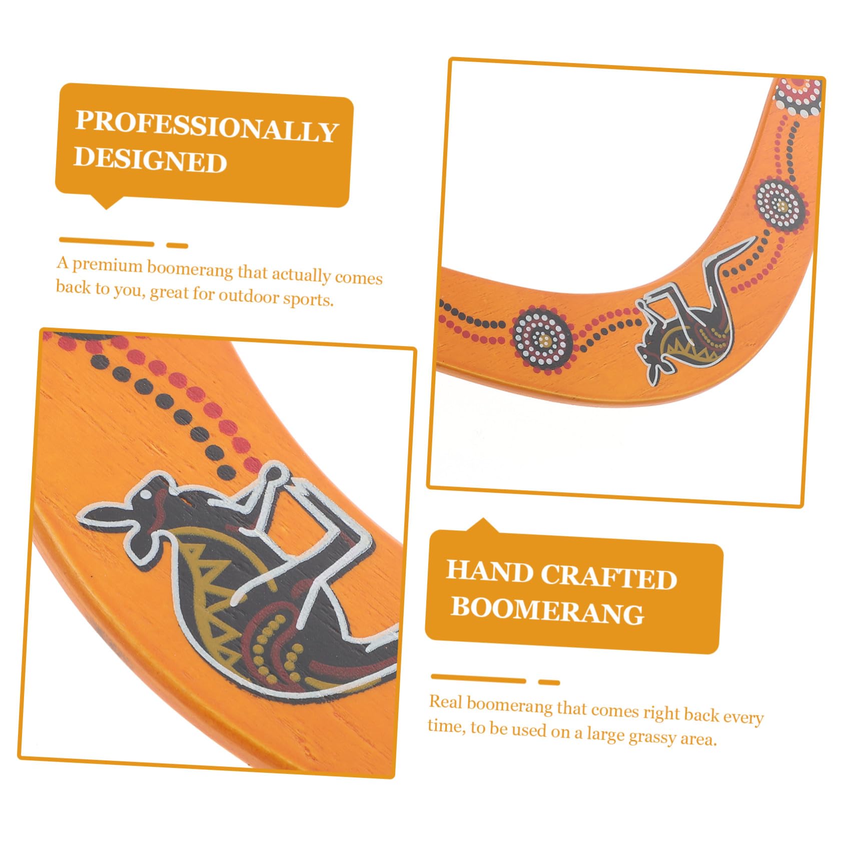 Original Boomerang in Legno, Festa Estiva, per Ragazzo Ragazza e Adulti