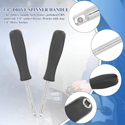 Miniatura 3 de Manija de accionamiento de zócalo, 2 unidades, manijas de enchufe de 14 pulgadas para mantenimiento de reparación, destornilladores de accionamiento