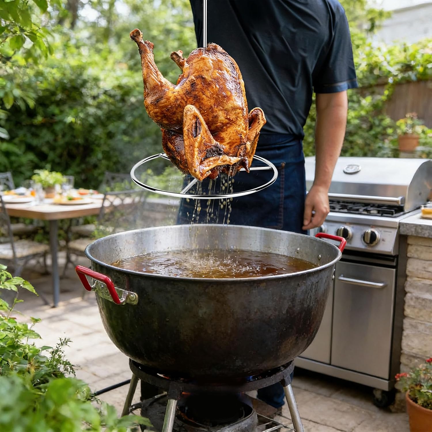 Stainless Steel Turkey Cooking for Perfect Frying Roasting and Grilling with Design and Dishwasher Safe Multi
