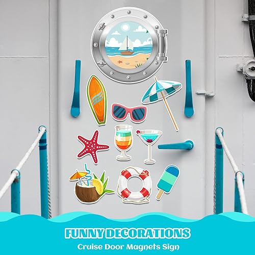 Miniatura 7 de 10 imanes de verano para puerta de crucero en la playa, imanes de automóvil y decoraciones magnéticas de puerta de crucero, tema tropical hawaiano