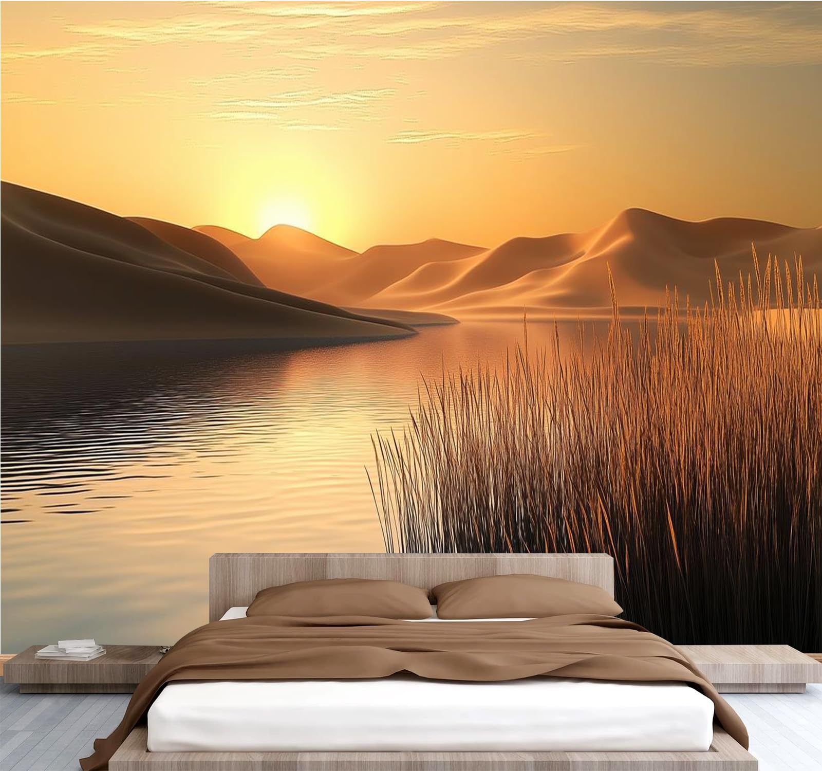 Carta da parati effetto 3D Deserto 300 x 210 cm Murale Non Tessuto Tramonto Fotomurale Stampa HD Moderna Poster Per Soggiorno E Camera Da Letto Design 2M1442