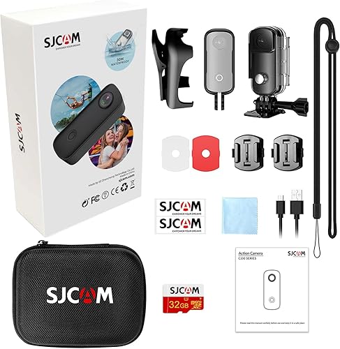 Miniatura 6 de SJCAM SJ C100+ - Cámara de bolsillo de acción pequeña portátil, cámara WiFi 4K30fps, control de aplicación, impermeable subacuática de 98 pies,