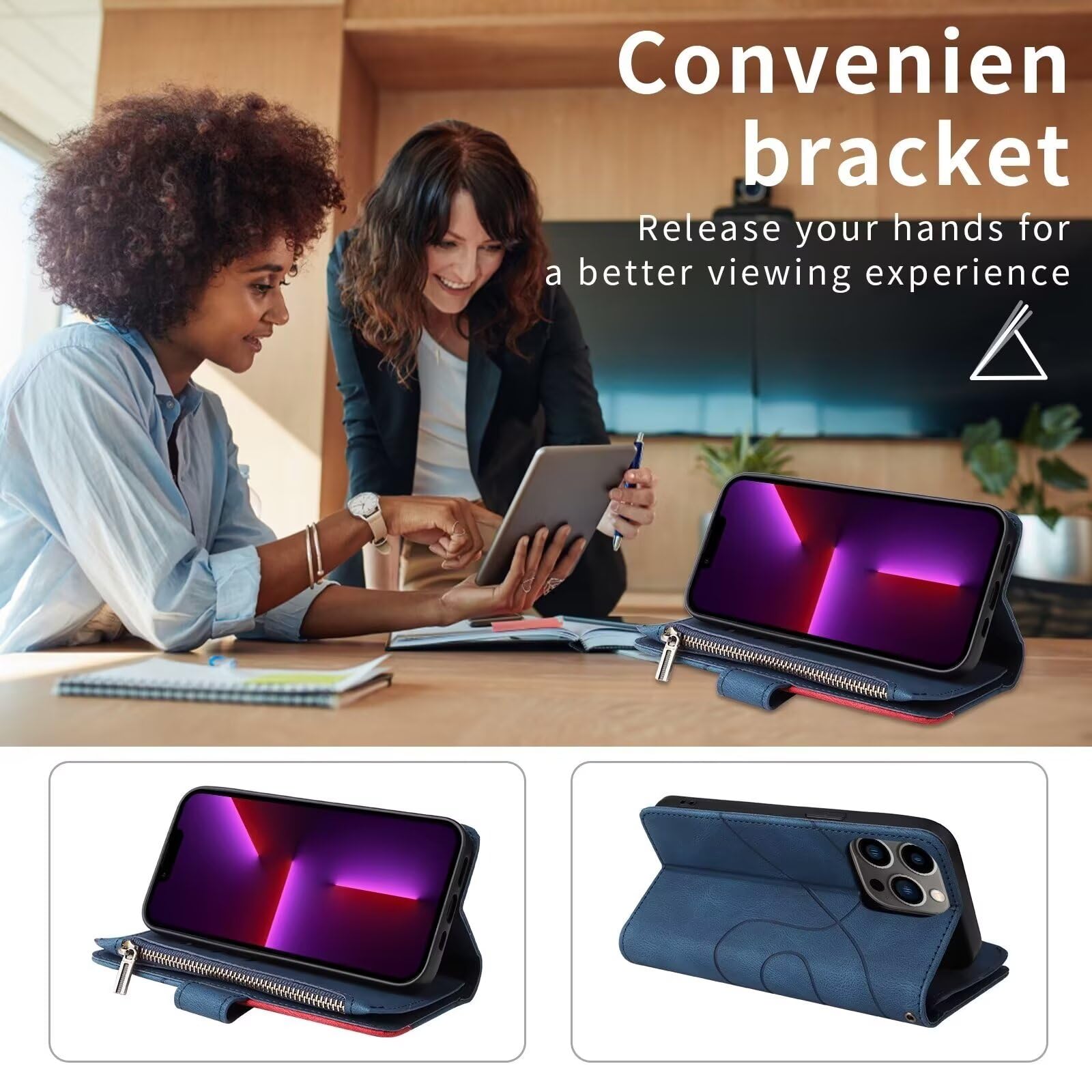 Étui en Cuir Flip Case Antichoc pour Oppo A54 5G/A74 5G, Housse Portefeuille avec Motif Losange