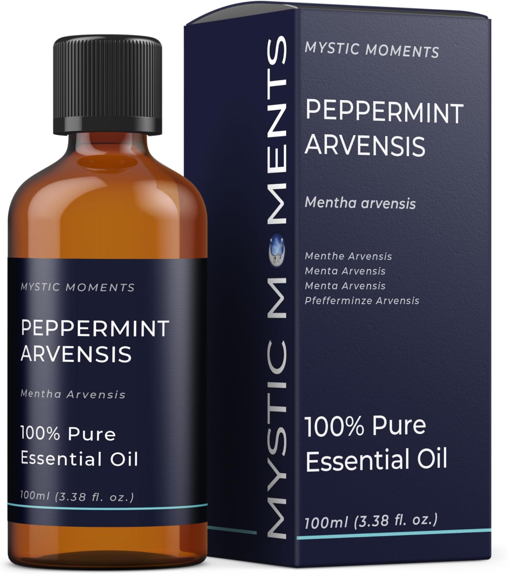 Mystic Moments | Peppermint Arvensis Essential Oil (Mentha arvensis) 100ml | Strong Fresh Mint Aroma for Energising Aromatherapy & Invigorating Diffuser Blends | Vegan & Natural