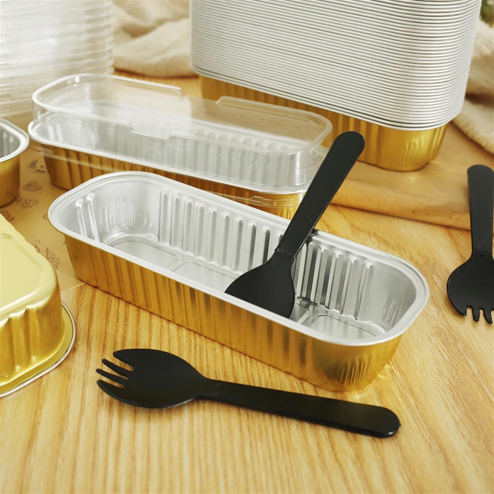 Utensilios de Cocina Desechables 100 moldes for Pan, de Papel Aluminio for Hornear, contenedores latas, for Muffins, Tazas for Cupcakes, Accesorios Cocina for cocinar y(Black,100pcs)