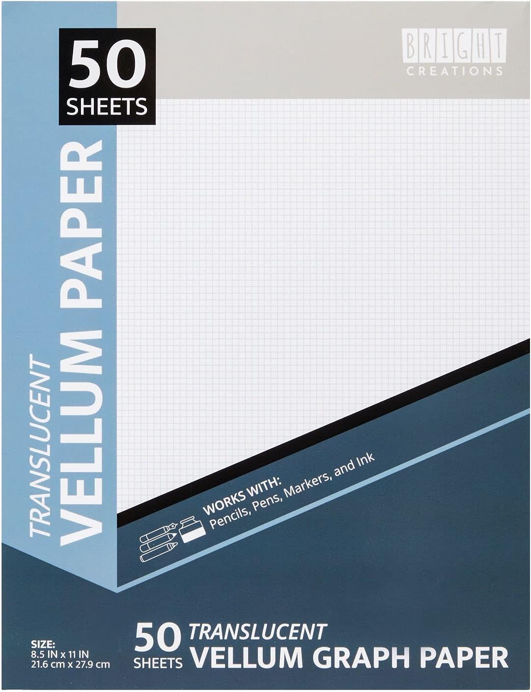 amazon com vellum graph paper 10x10 grid 8 5 x 11 inch tracing pad 50 translucent sheets
