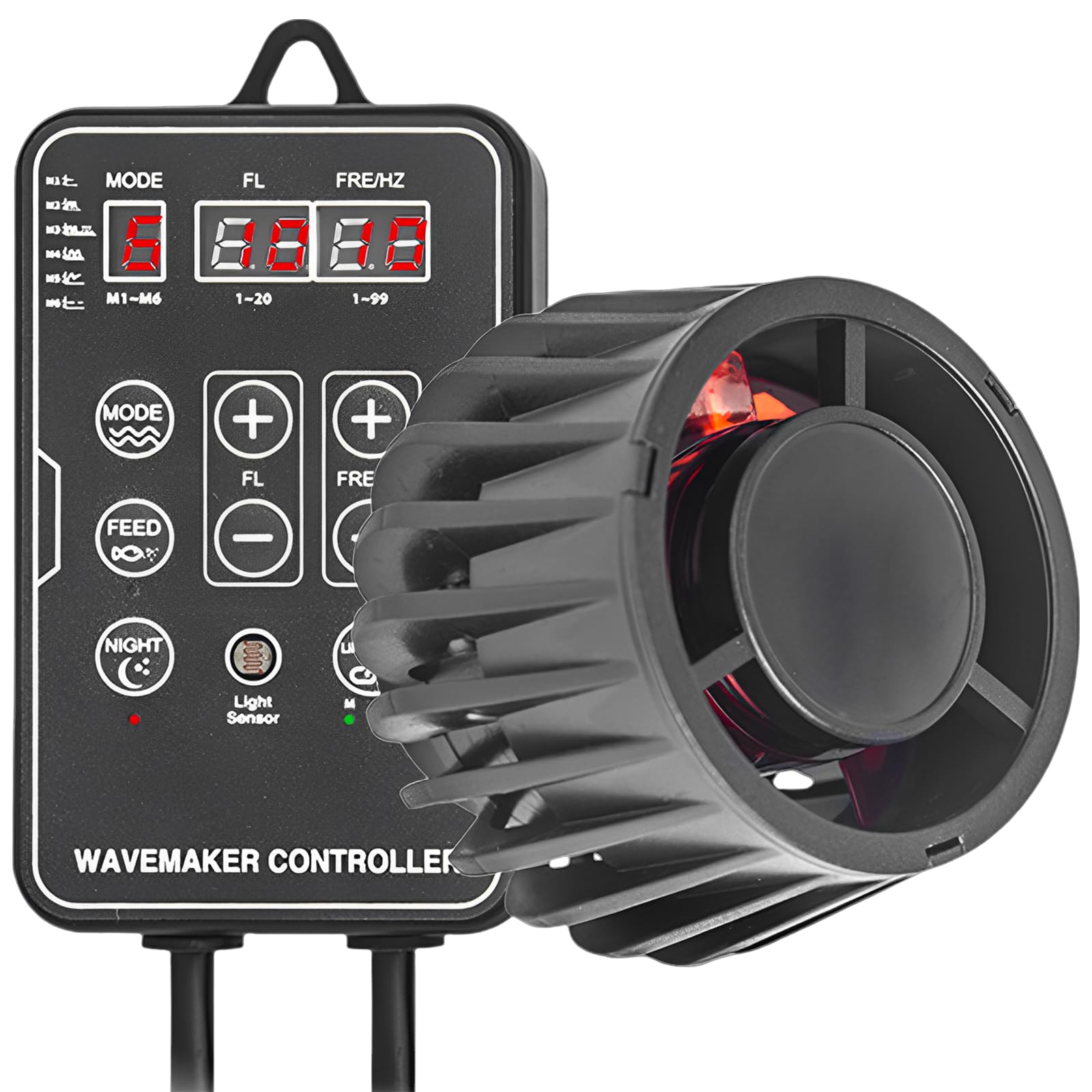 Aquarium Wave Maker YA 8020 W, pompa cyrkulacyjna 8000 LPH z trybami przepływu M1 do M6, regulowane natężenie przepływu, praca DC 24 V dla zbiornika 15,7 do 80 cm, 25,4 x 17,5 x 9,4 cm