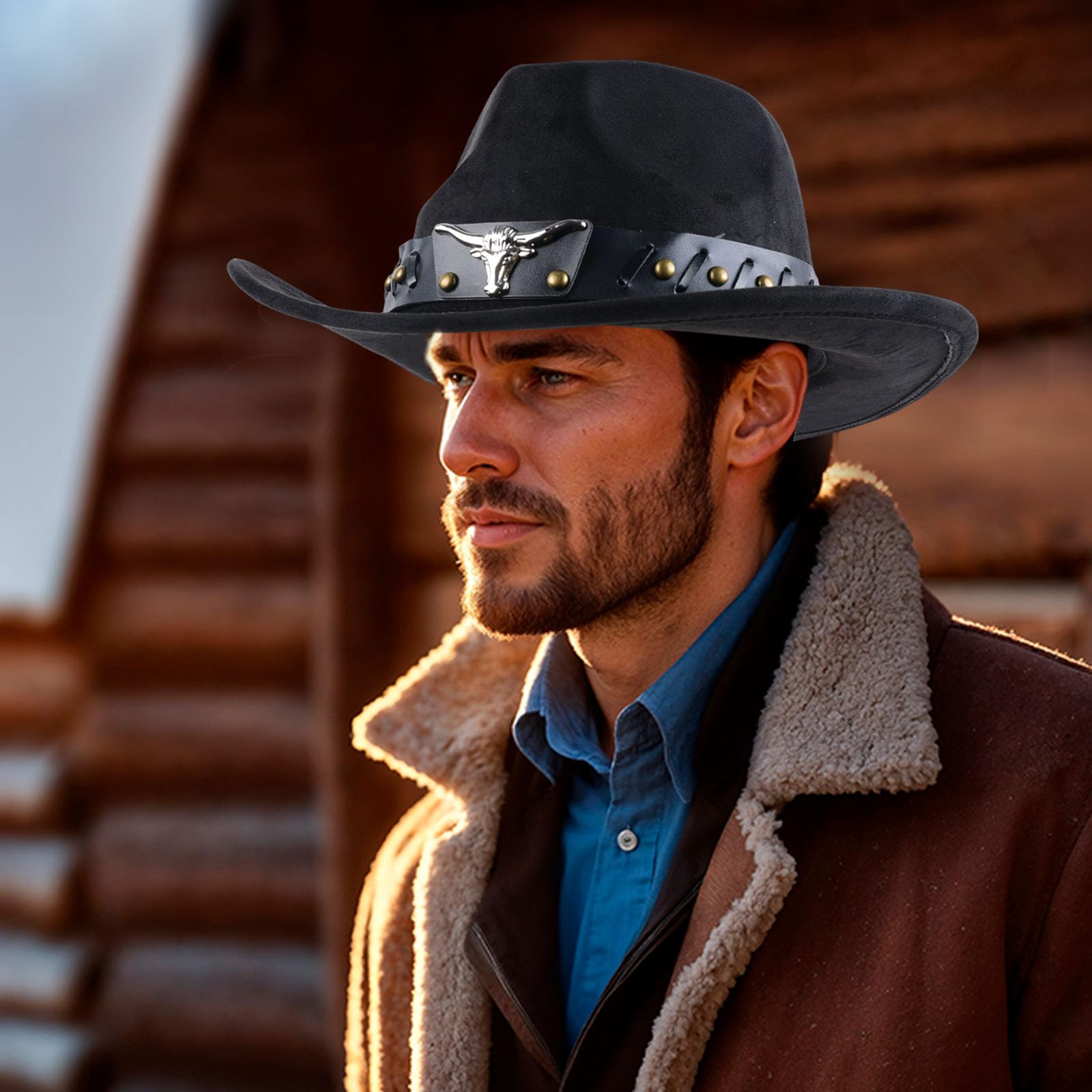 MYKAGS Chapeau de Cowboy pour Femmes et Hommes, Chapeaux Western en Daim, Chapeau Panama, Chapeaux de Cow-Boy à Large Bord, Cow-Girl Western en Daim