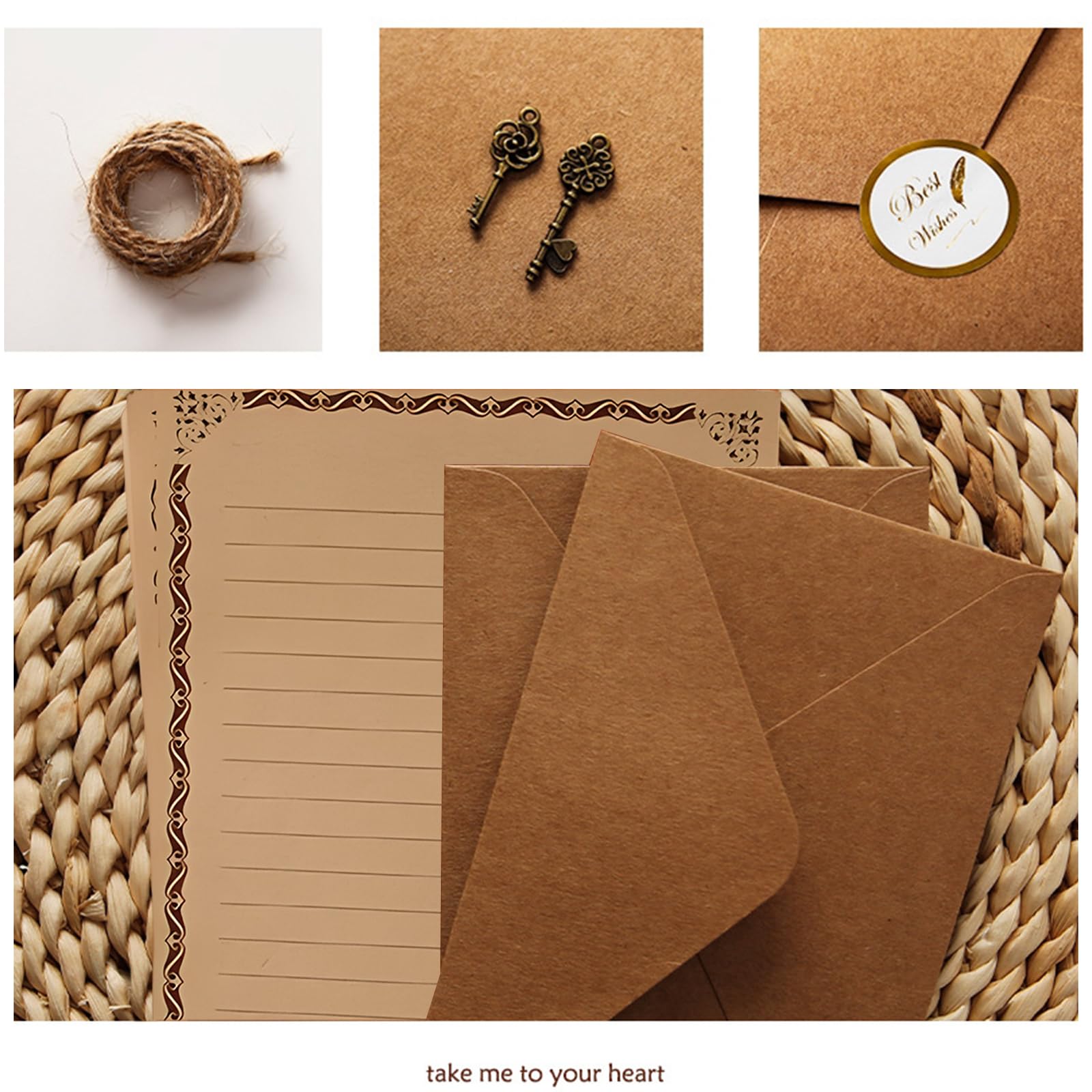 Papier à Lettres Vintage avec Enveloppes Set, Qixuer DIY pour Lettres
