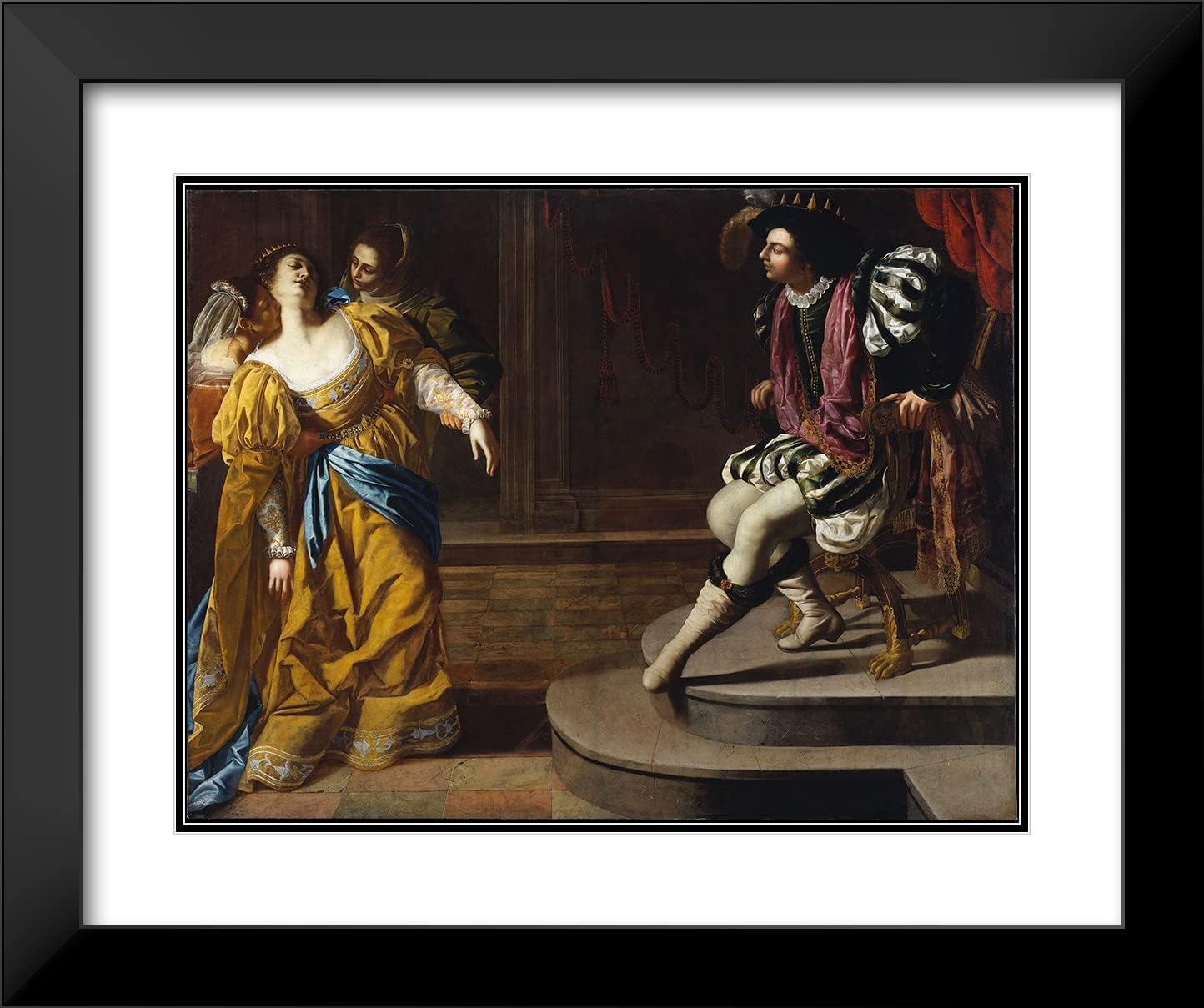 ArtDirect Artemisia Gentileschi 18x15 Black Modern Frame and Double Matted Museum Art Print Titled - Esther Before Ahasuerus