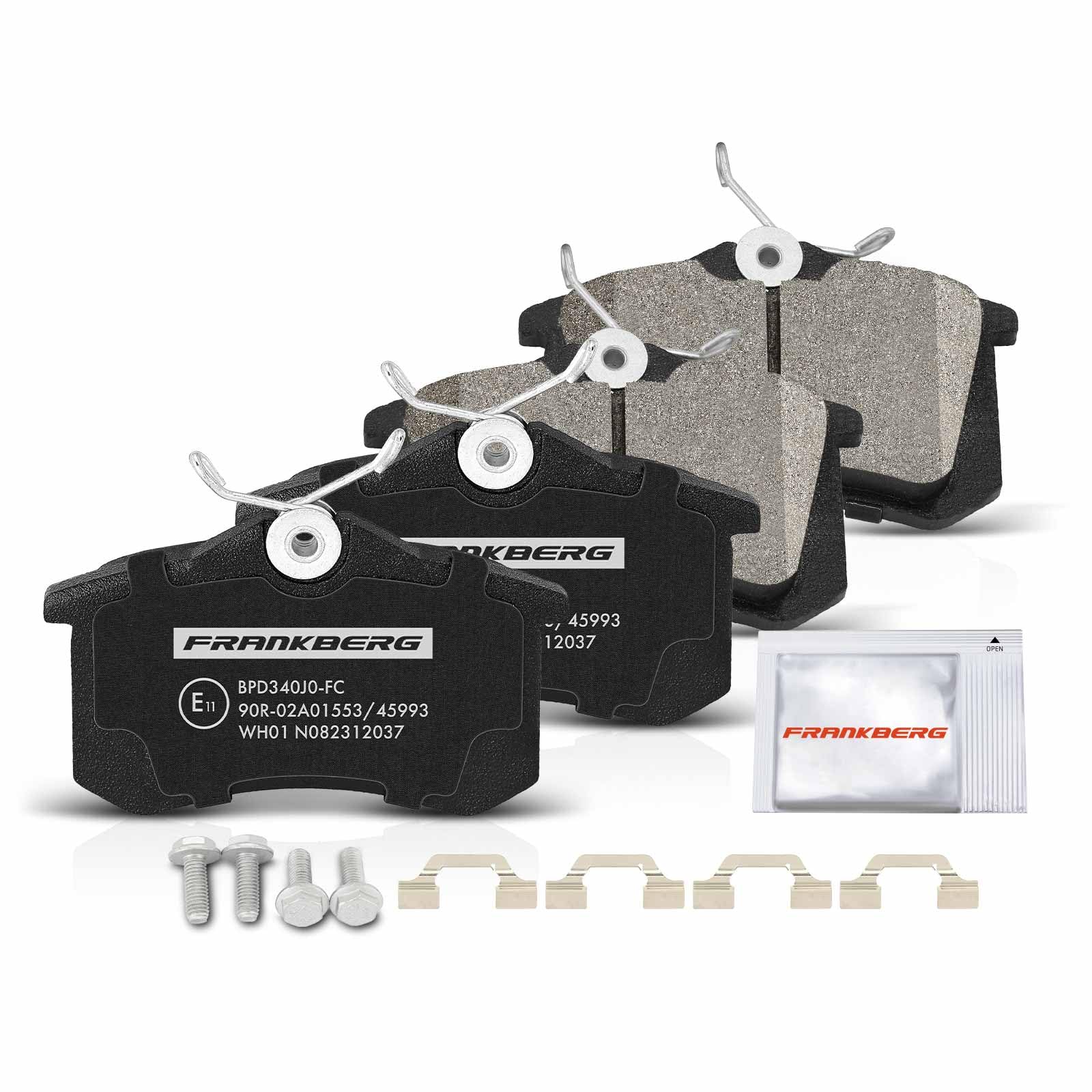 Frankberg Bremsensatz inkl. 2x Bremsscheiben + 4x Bremsbeläge Hinten Kompatibel mit A4 8E2 Exeo ST 3R5 A4 Avant 8E5 A4 Avant 8ED A4 8EC Replace# 8E0698451B,8E0615601D