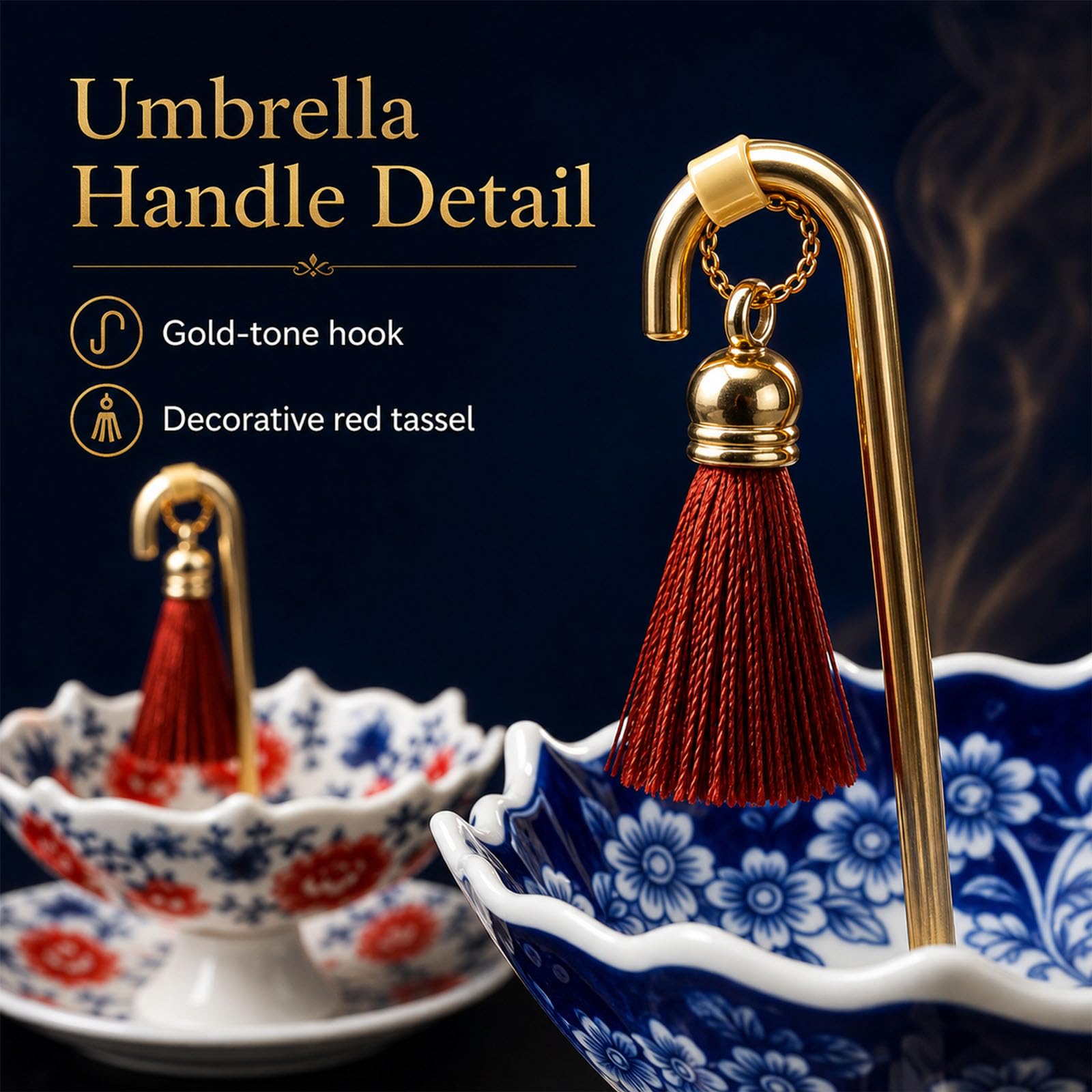 Colador de té de cerámica, infusor de té de paraguas para té de hojas sueltas, filtro de té de porcelana, bonito accesorio de té para la hora del té en casa y mesas de regalo (2 unidades-A)