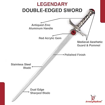 Armory ReplicasTM Legendary & Cat Fantasy Swords Polished Steel Blades Unique Hilts Includes Display Stand & Sheath