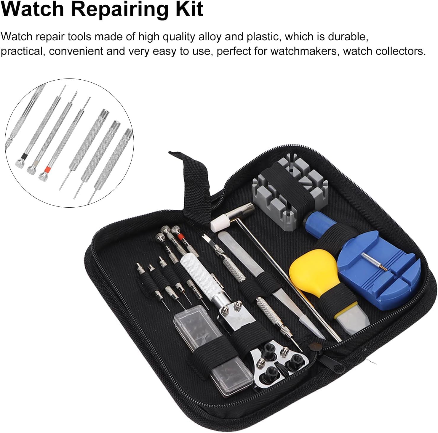 Kit de reparación de Relojes de 14 Piezas para Reparar y reemplazar la batería del Reloj, Kit de Herramientas de reemplazo de batería de Reloj con Bolsa de Transporte de