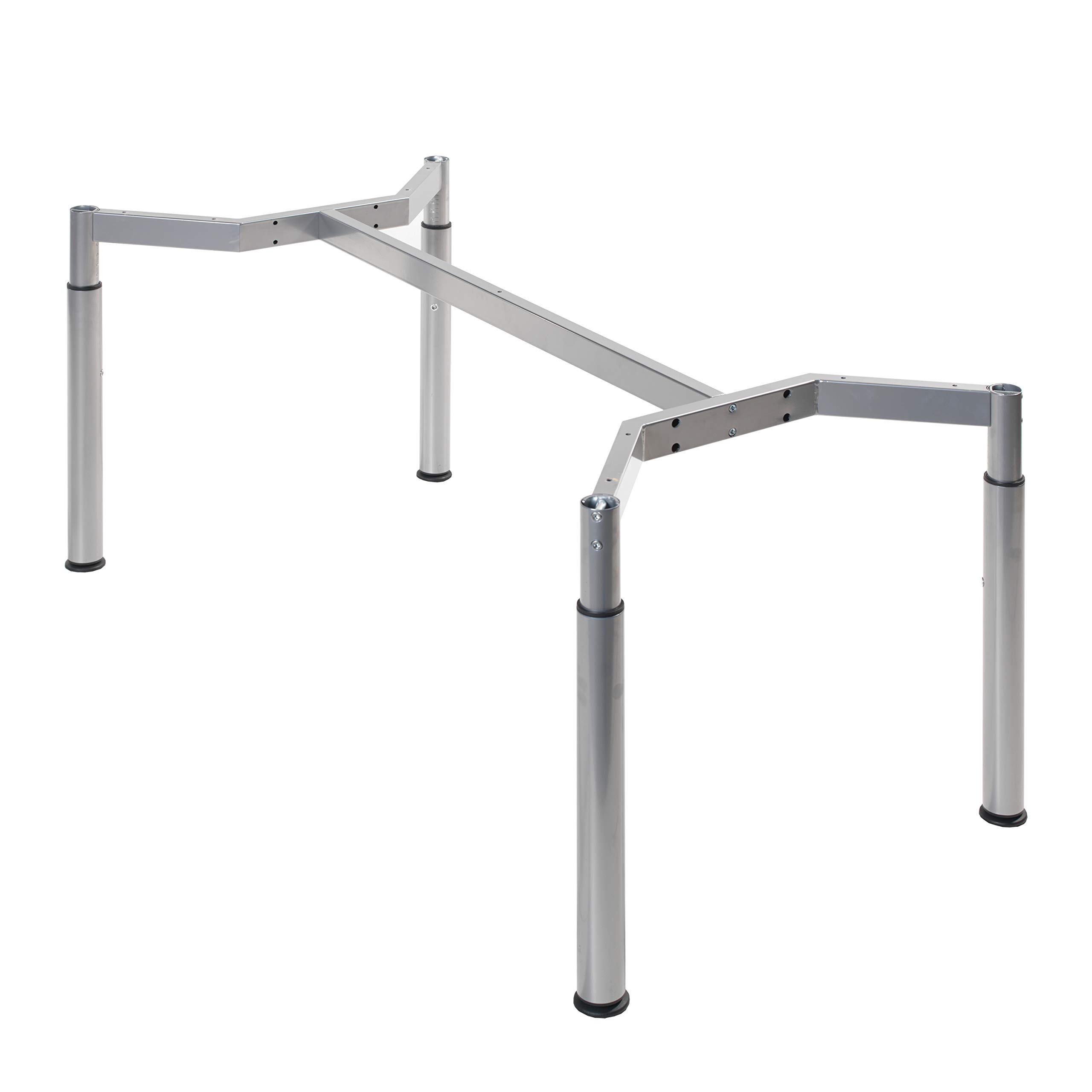 boho möbelwerkstatt Schreibtischgestell, Konferenztischgestell, Tischgestell, höheneinstellbar in Silber RAL9006 für Tischplatten von 160 x 80 cm