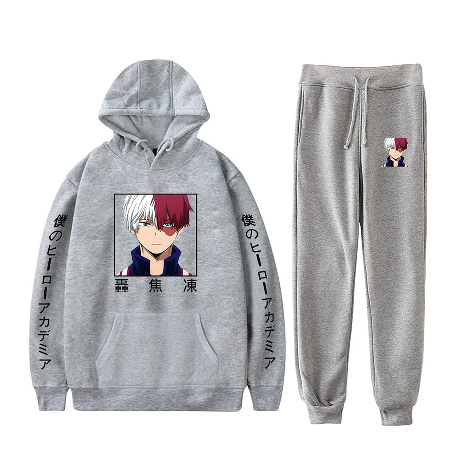Todoroki Shoto Tracksuit Set Anime Boku No Hero Academia Todoroki Shoto Print Hoodies & Jogger Pants Two Piece Set for Adult and Teens