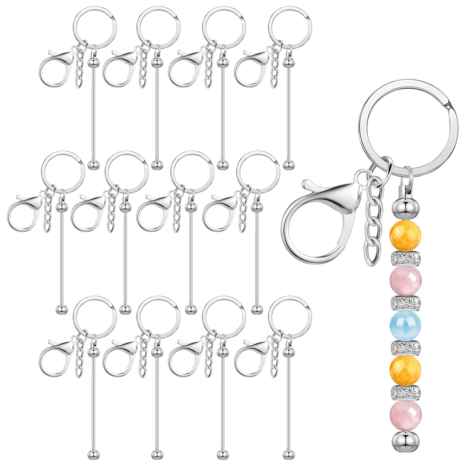 8 stuks sleutelhangers met kralen, sleutelhangers met kralen, sleutelhangers, doe-het-zelf voor het maken van sieraden (roségoud 8 stuks sleutelhangers met kralen, sleutelhangers met kralen, sleutelhangers, doe-het-zelf voor het maken van sieraden (roségoud