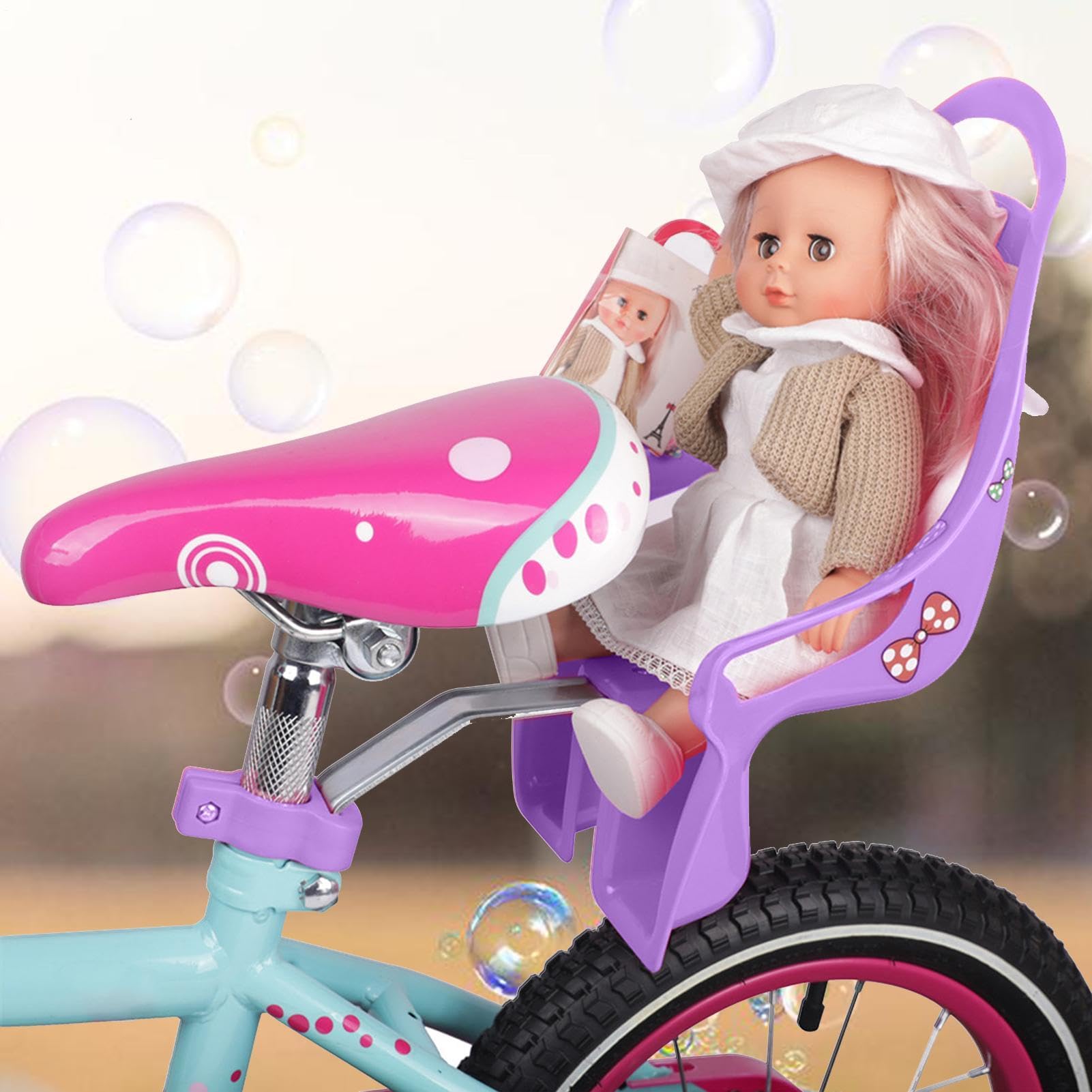 Seggiolino per bambole in ABS per biciclette, sedile posteriore per bambole, portabici per bambole, bicicletta per bambini, seggiolino per bambole con adesivo, fai da te, per peluche e peluche