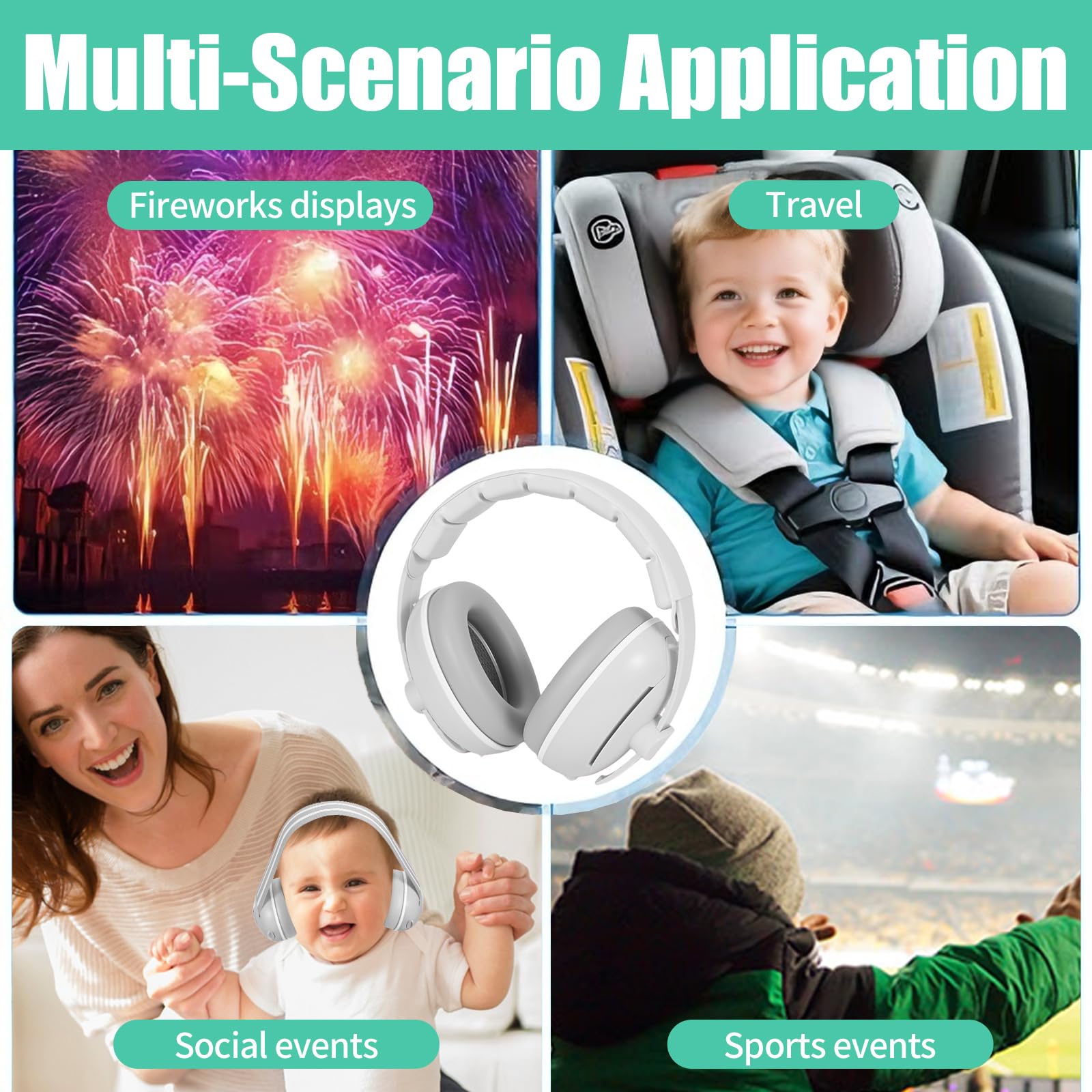 Vexaflow Cascos Bebe Antiruido, Con Bolsa de Transporte, para Sueño y Viajes, Protectores Auditivos Ajustables para Bebé y Niños de Hasta 48 Meses, Reducción de Ruido hasta 25dB — view 7