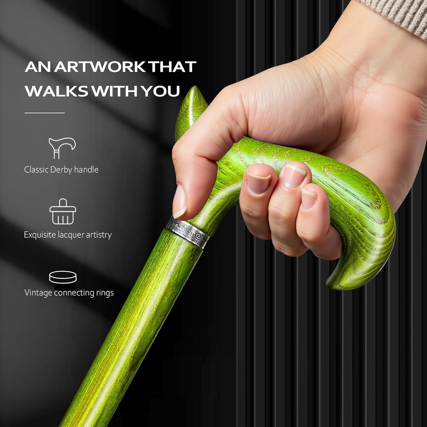 Walking Cane, Available in Multiple Inches Wooden Cane Support up to 300 Lbs, Suitable for Fancy Wooden Walking Cane for Men and Women with Extreme Demands