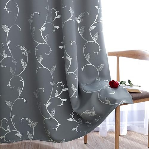 Miniatura 4 de BUHUA - Cortinas opacas con estampado floral de vid para dormitorio, sala