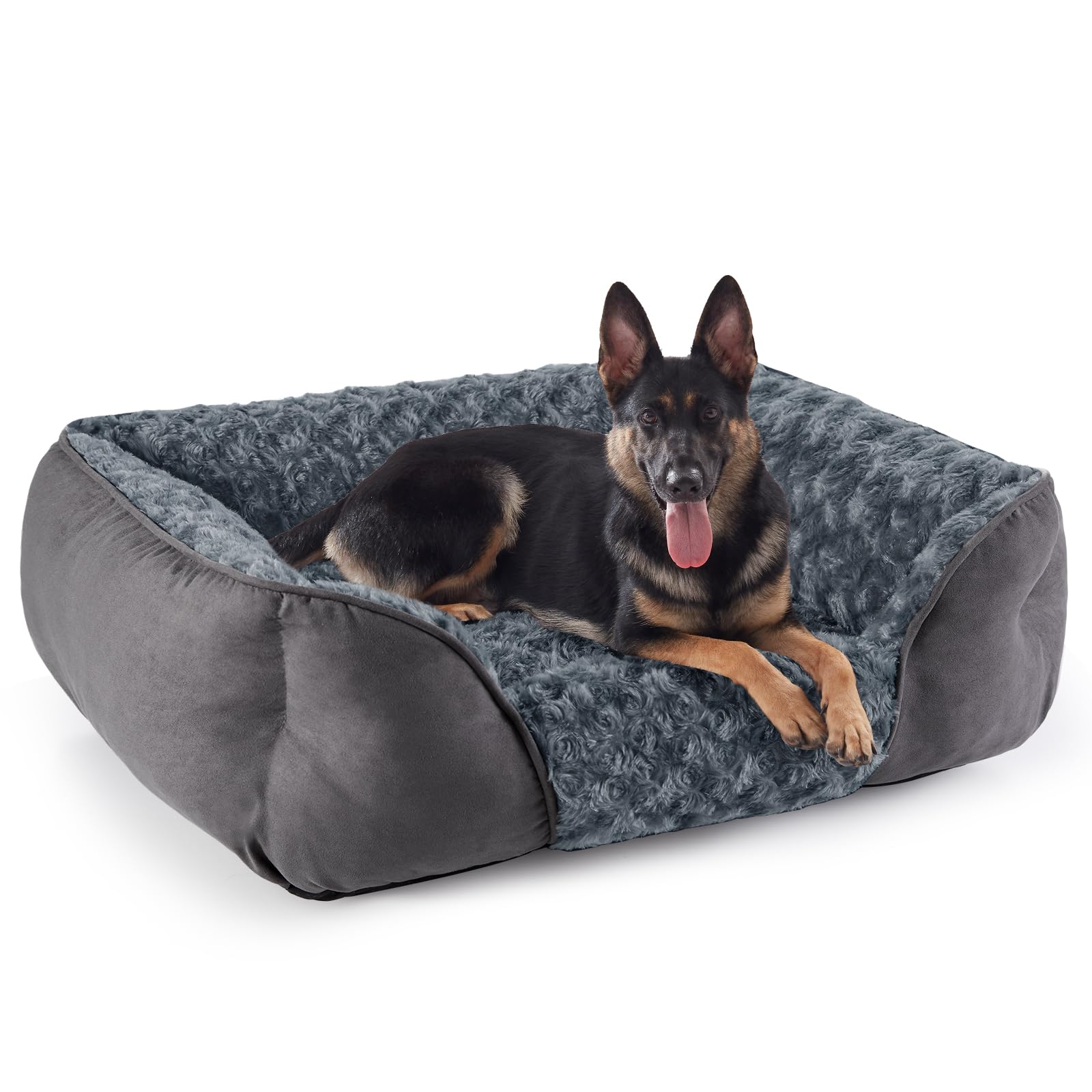 Dog Bed for Medium Small Large Dogs, Rectangle Durable Washable Puppy Bed, Orthopedic Dog Sofa Bed, Textured Soft Calming Sleeping Cat Beds for Indoor with Anti-Slip Bottom