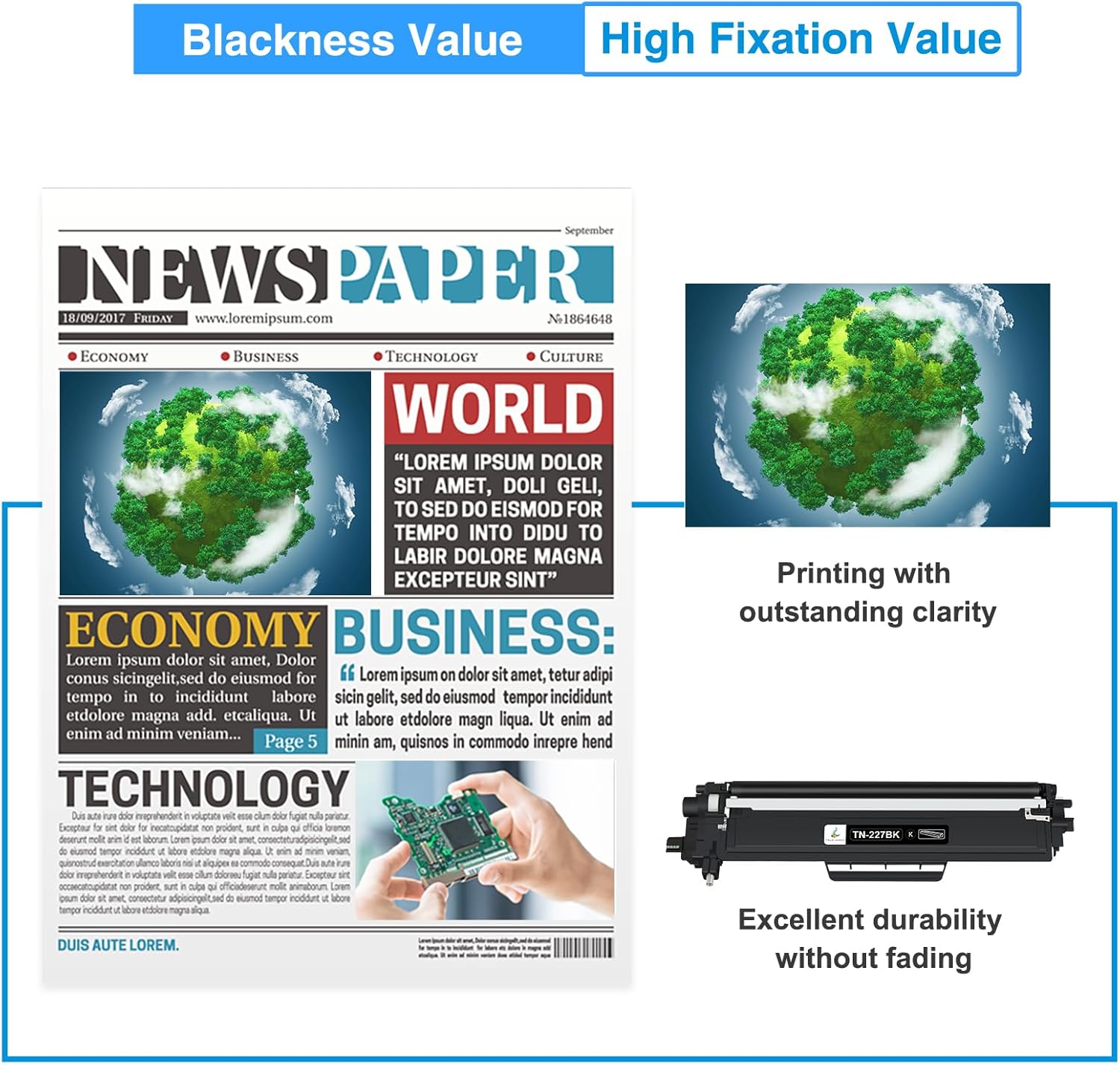 TN227 TN-227BK/C/M/Y High Yield Toner Cartridge 4 Pack: TN-223BK/C/M/Y Compatible for Brother TN223 TN-227 TN 227BK/C/M/Y 227 for HL-L3290CDW HL-L3270CDW MFC-L3770CDW HL-L3210CW MFC-L3750CDW Printer