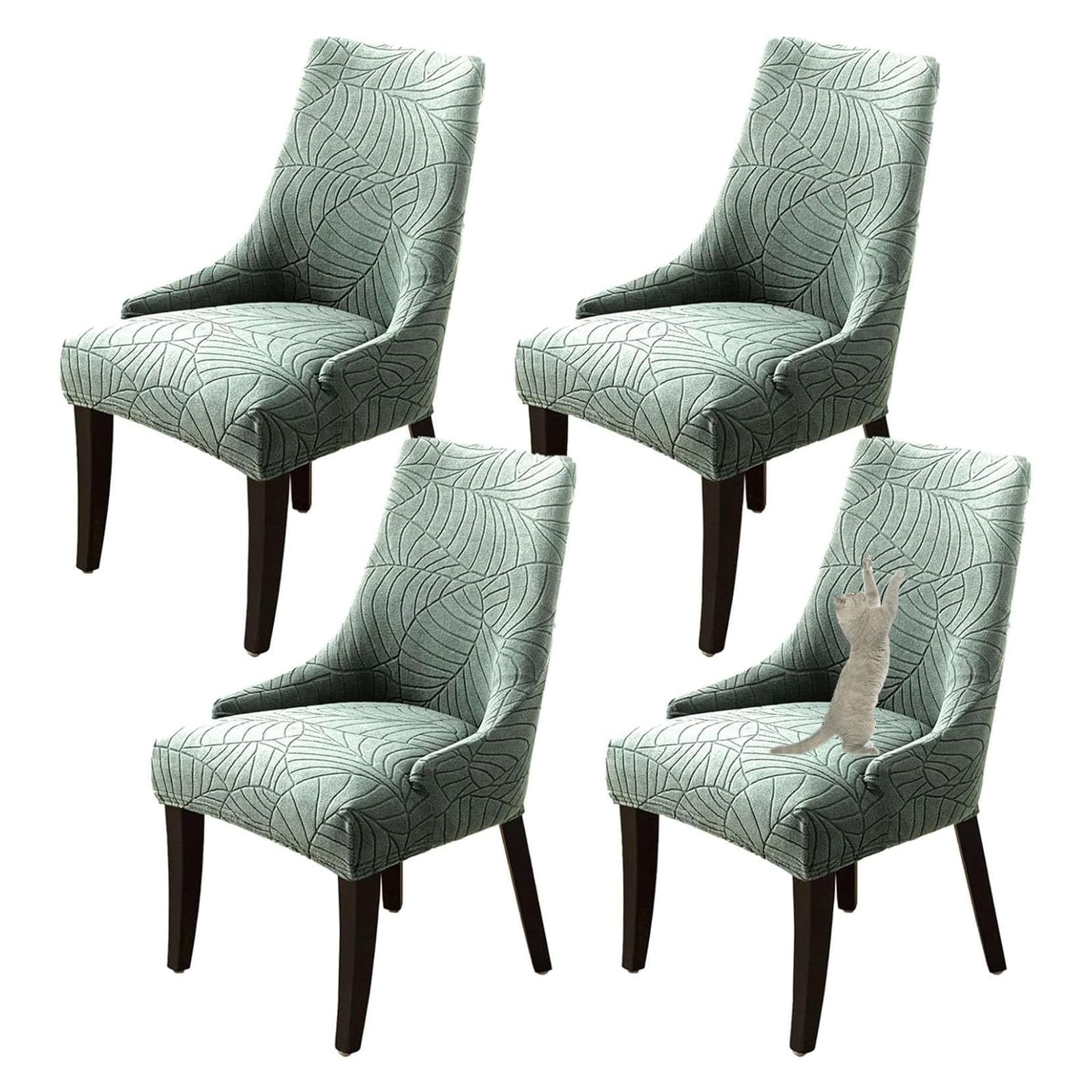 GUYIRT Stretch Wingback Side Chair Slipcover Accent Chair Cover Dining Room Chair with Arms Slipcovers for Banquet Home Decor (green,set of 4)