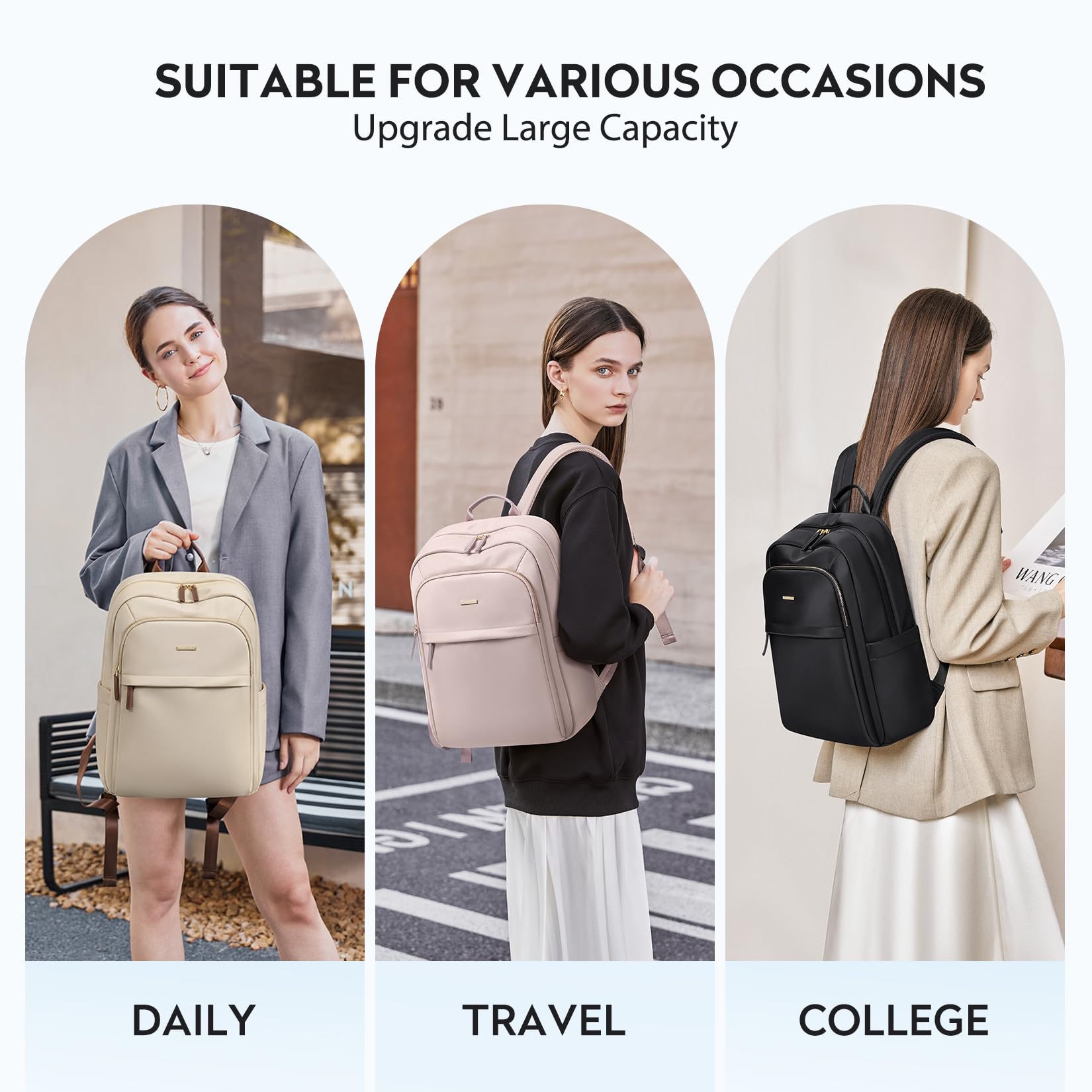 Zaini per PC portatili Donna Perfetto per il Lavoro, Università,Viaggi, Casual Zaino per Ryanair Adatto a Notebook da 16 Pollici, Nero