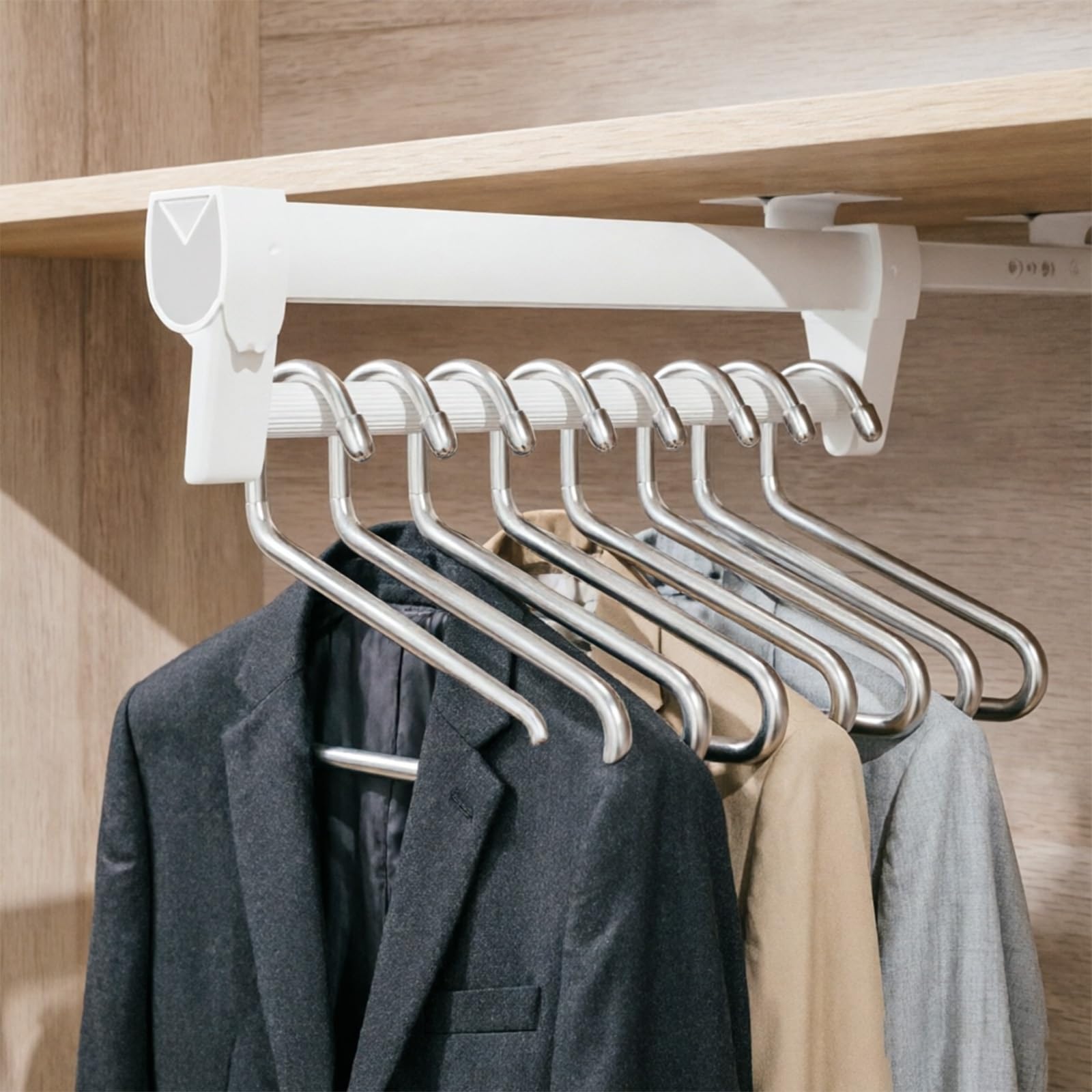 Coat hanger - Wardrobe Pull Out Clothes Rail, 26-61CM Steel Adjustable Clothe Rails For Trousers Clothing Storage, Space Saving Hanger Rack Bar For Wardrobe, Load-bearing 30kg(46CM)