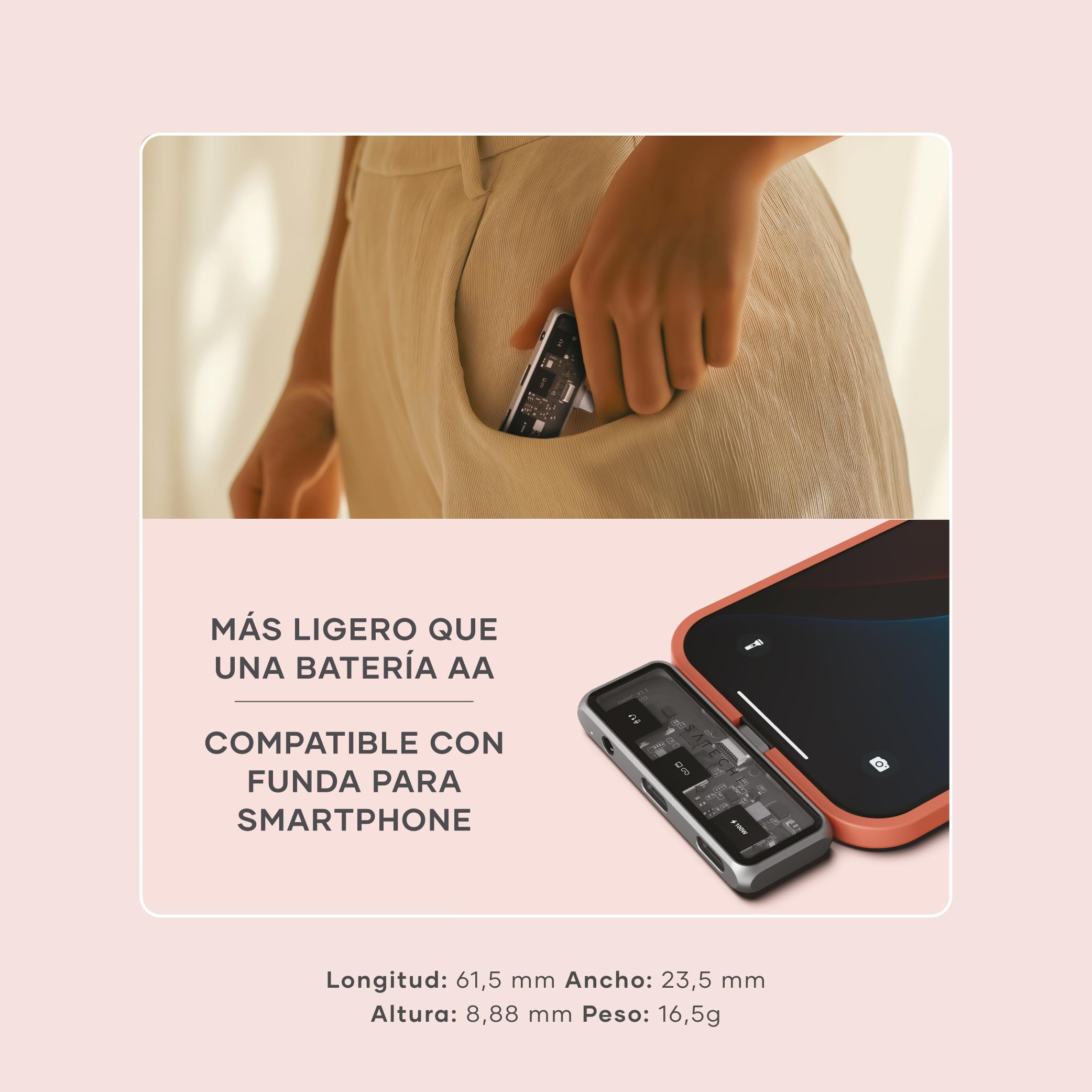 SATECHI Mobile Hub USB C 3 en 1 con Jack de Audio, HDMI, 100W, 10Gbps | Jack de audio 3,5 mm, vídeo a 4K@60Hz, adaptador portátil para iPhone, iPad, Nintendo Switch y más