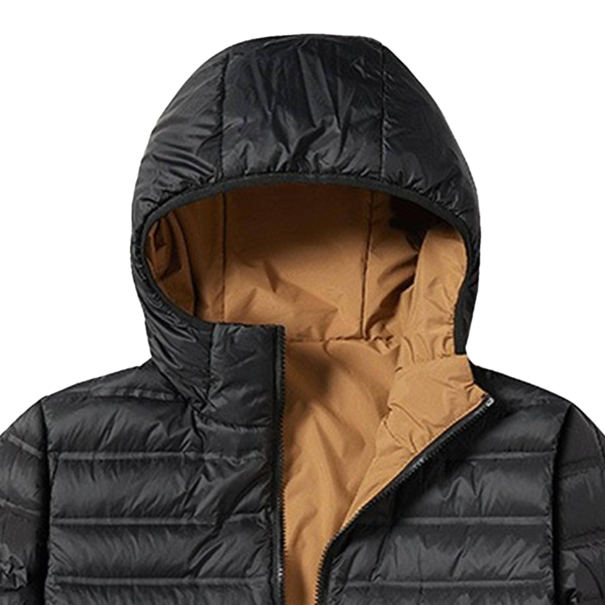 JEShifangjiusu Giacca invernale leggera con cappuccio comprimibile da uomo impermeabile con zip integrale, per sci, neve, sci