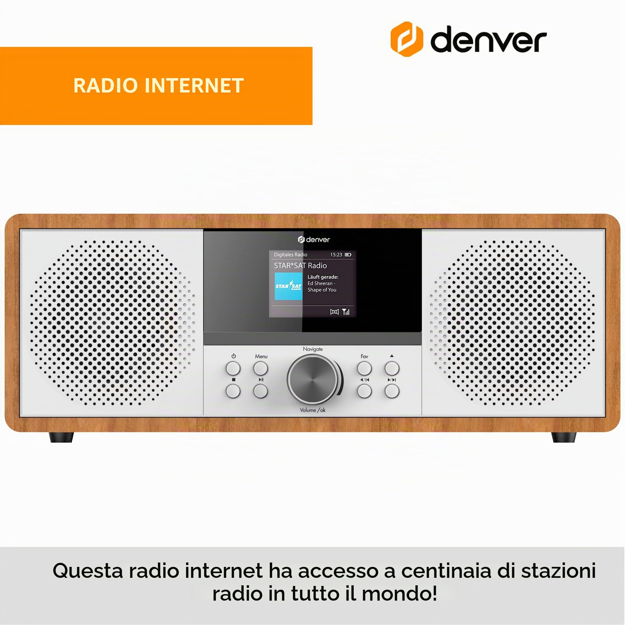 Denver MIR-270DW Internet radio CD, DAB+, FM AUX, Bluetooth®, CD, DAB+, radio internet, Regno Unito