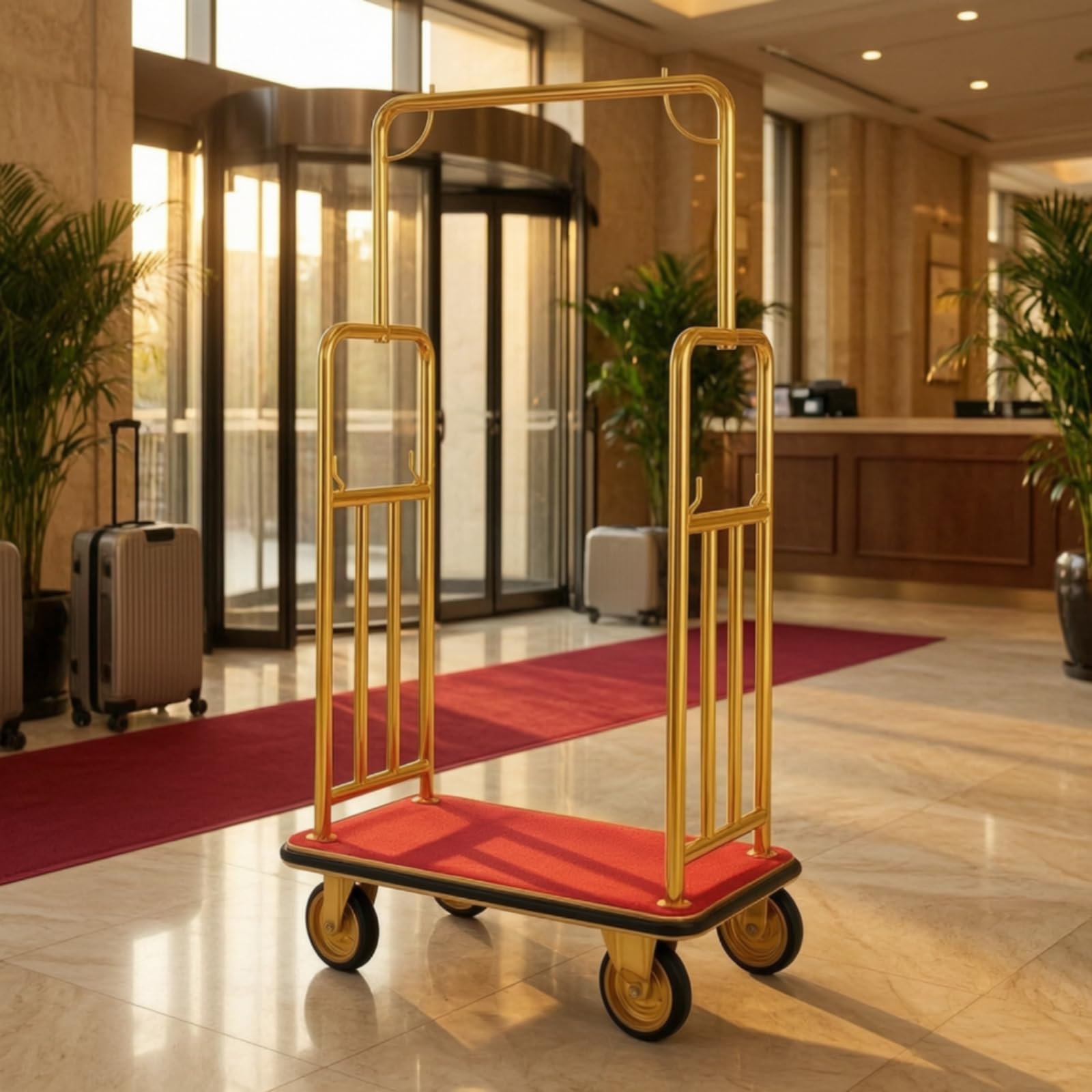 Carro Portaequipajes de Hotel Carrito Maletero Carro de Equipaje Carrito de Botones con Estructura Vertical para Manejo Cómodo y Seguro Adecuado para
