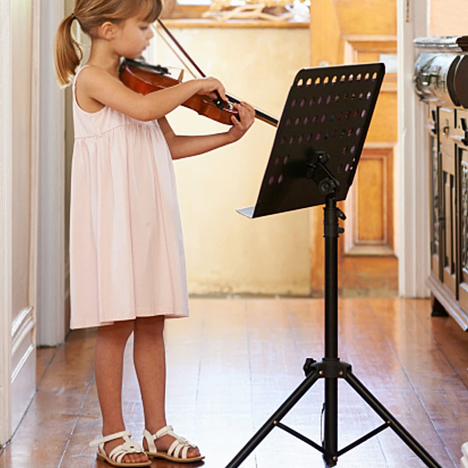 HJXGQJM Leggio Musicale Pieghevole, Leggio for Spartiti in Metallo, for Cantanti Orchestra Musica Spartiti, L'orchestra Professionale del Leggio È Portatile E Leggera Leggio per spartiti(Pink)