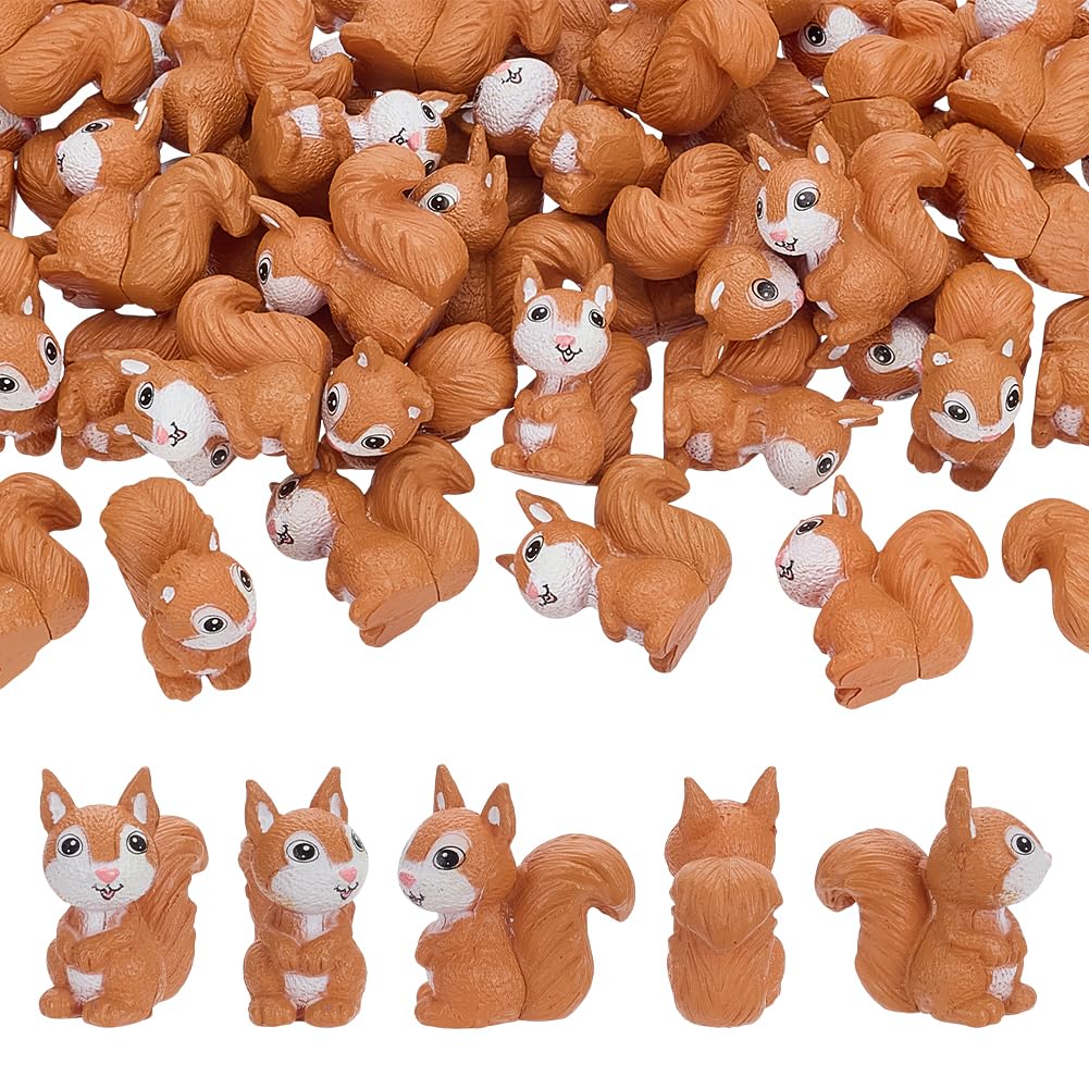 50 Mini Écureuil Miniature en Résine Figurine d'animal de la Forêt 22x11.5x22.5mm Accessoires de Jardin Décorations