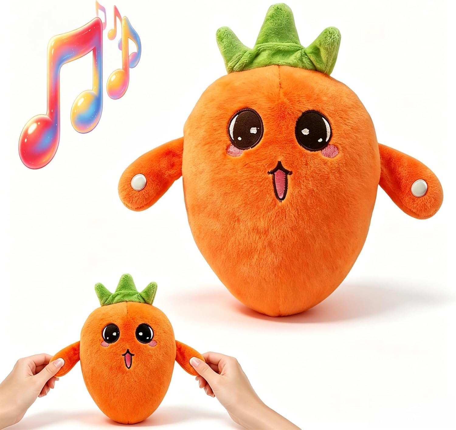 Generico Peluche Musicale Sensoriale, Peluche Musicale Interattivo a Forma di Frutta, Bambola Sonora Tattile Ricaricabile, Pupazzo a Forma di Banana, Regalo per Neonati e Bambini (Carota)